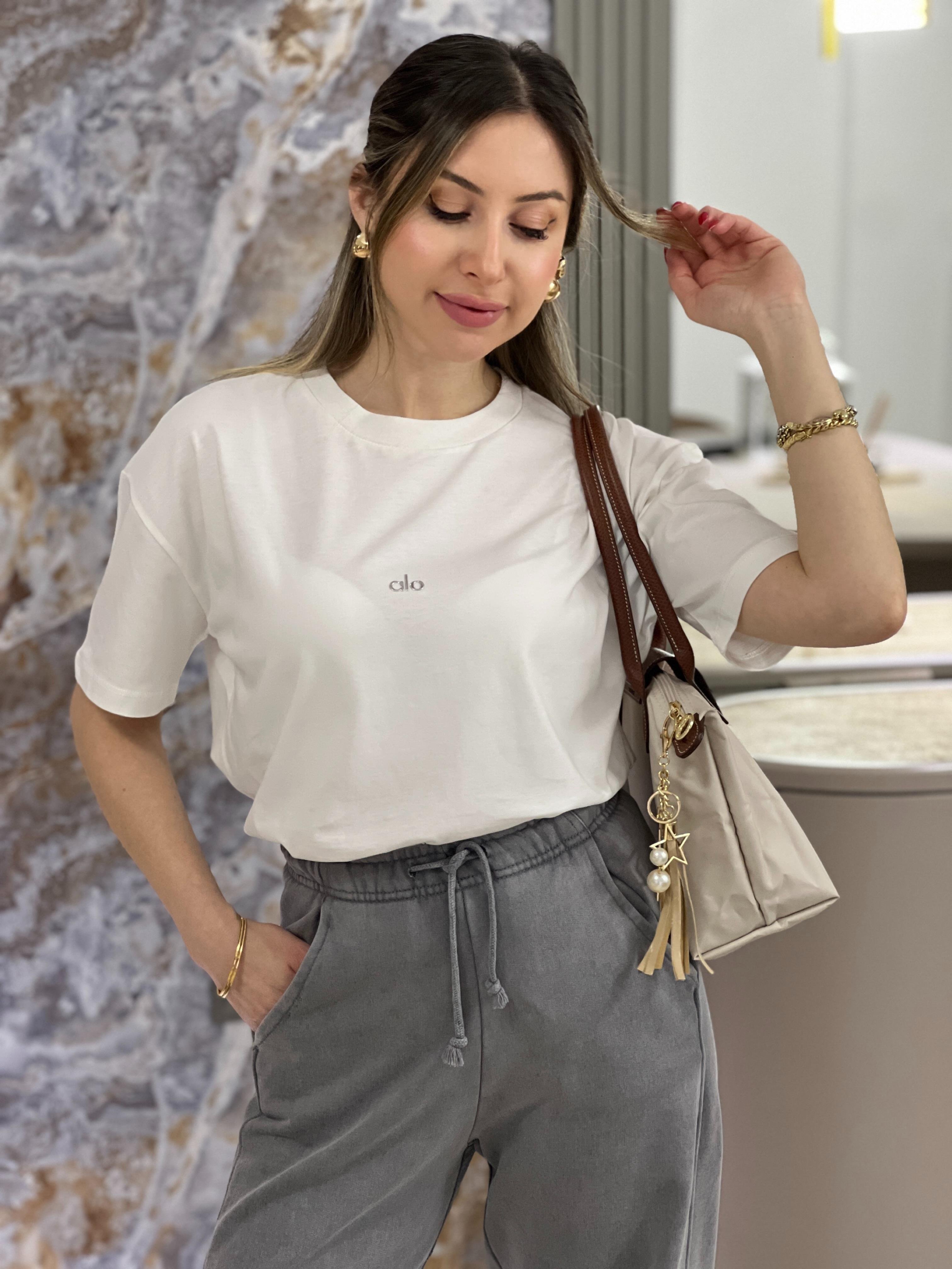 Lo T-shirt Silver Yazı Detaylı Beyaz