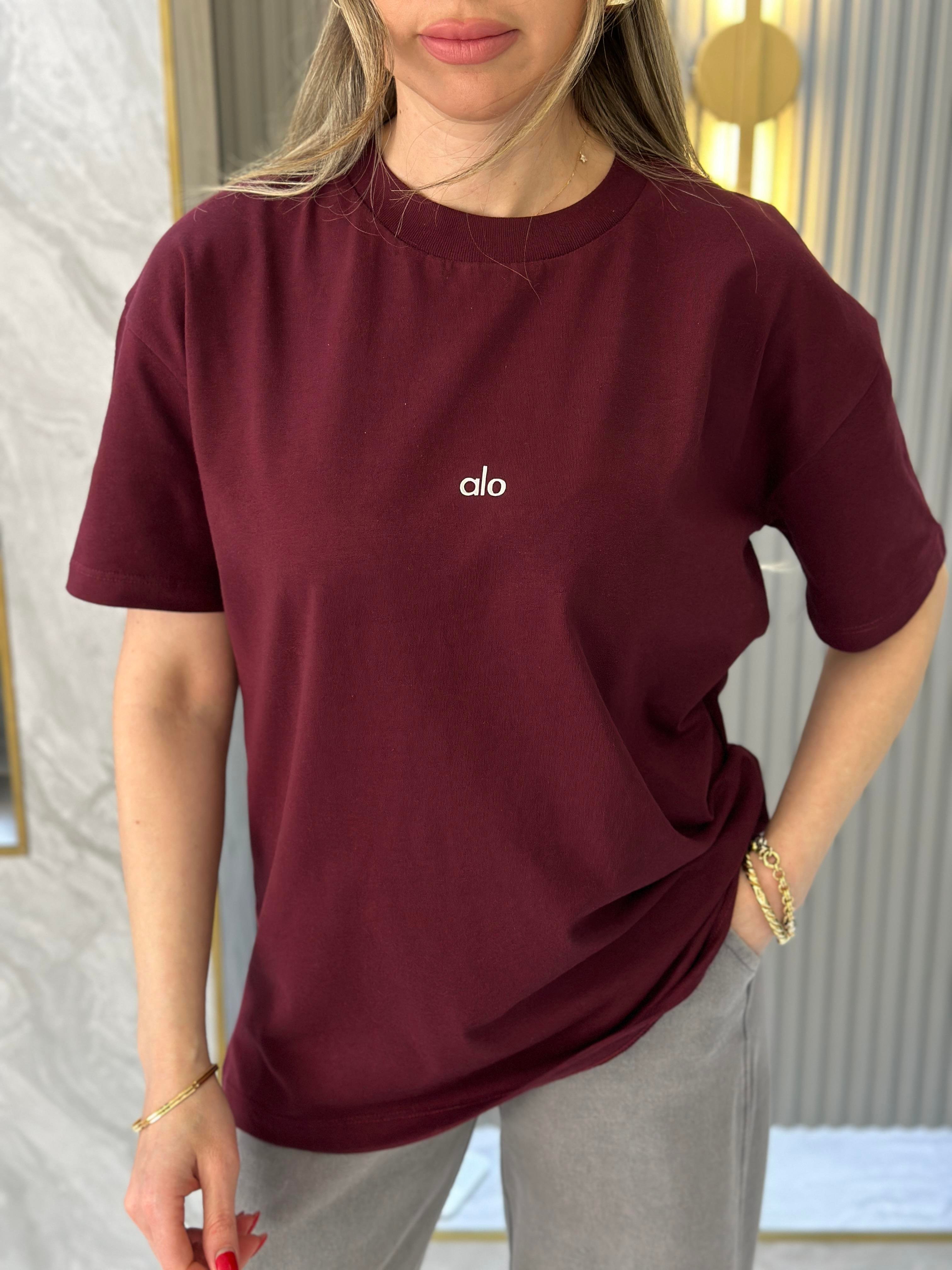 Lo T-shirt Silver Yazı Detaylı Bordo