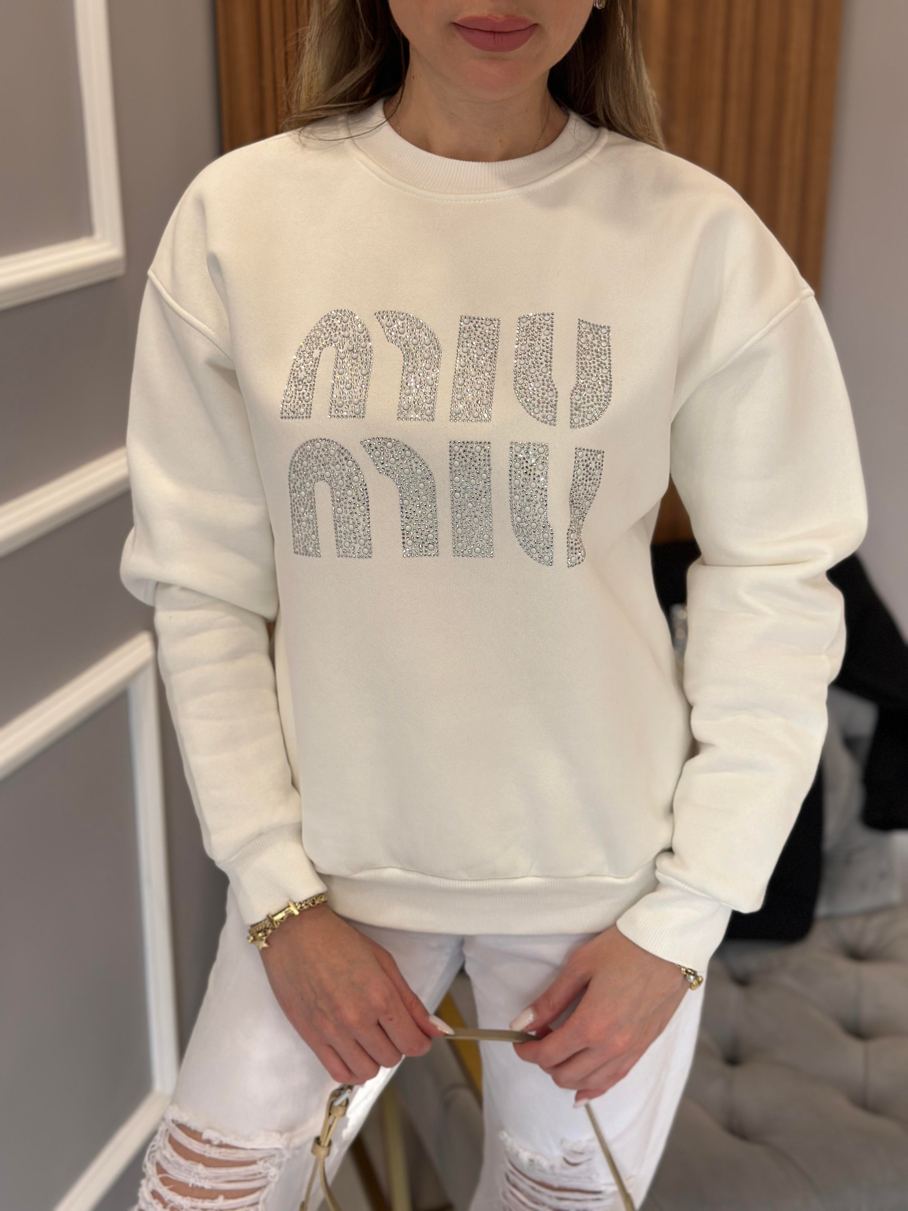 Mi Sweat Taşlı Beyaz
