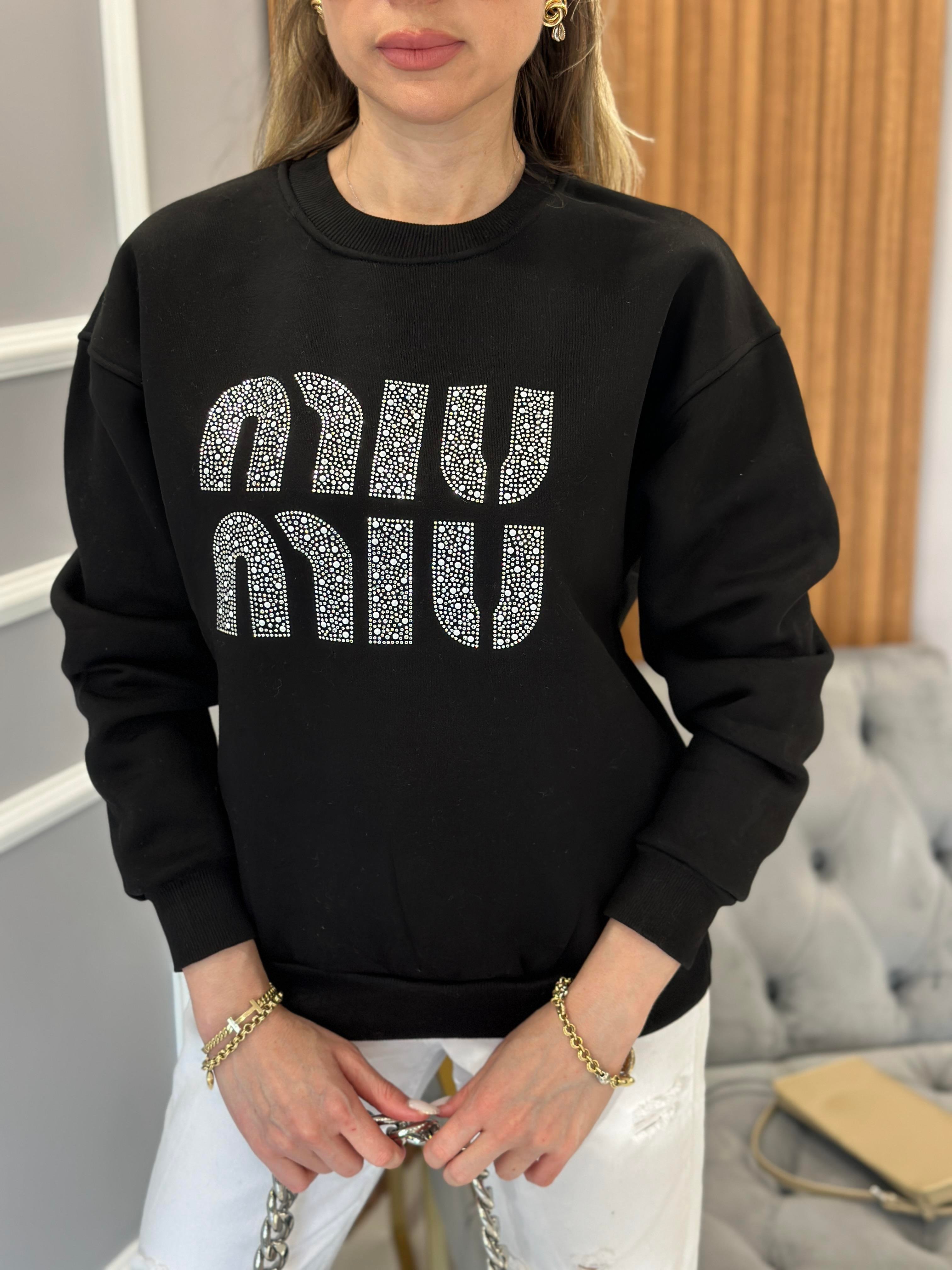 Mi Sweat Taşlı Siyah