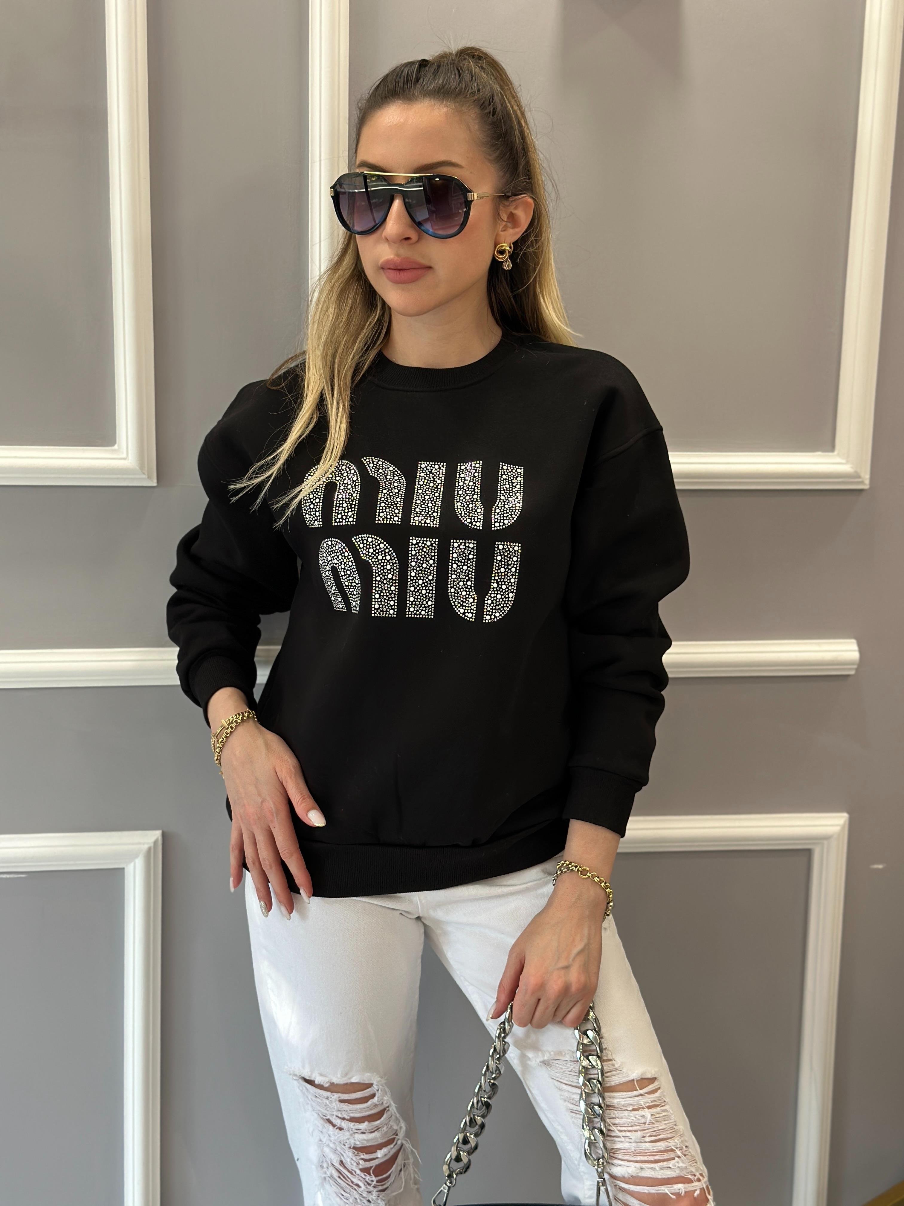 Mi Sweat Taşlı Siyah