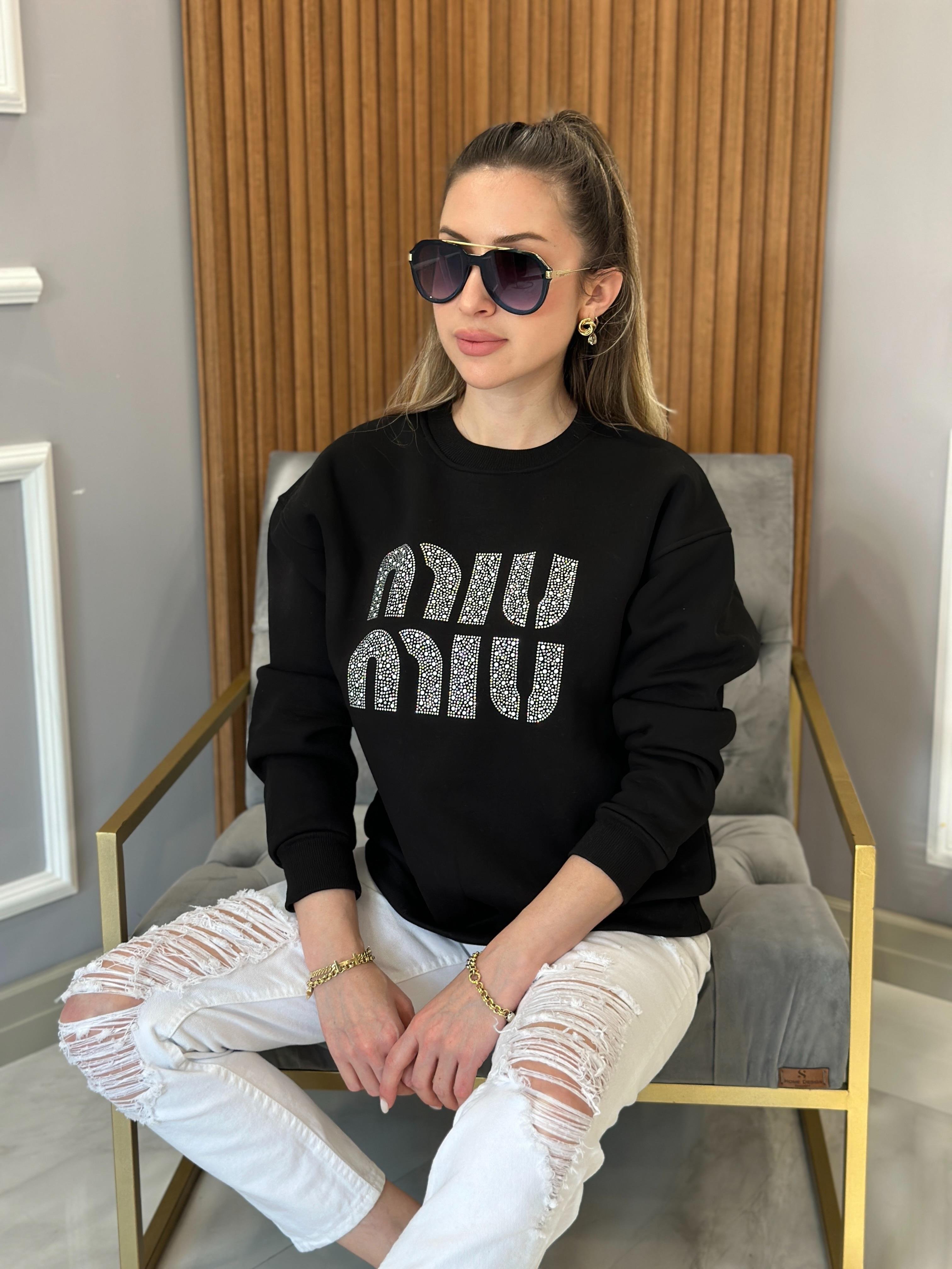 Mi Sweat Taşlı Siyah