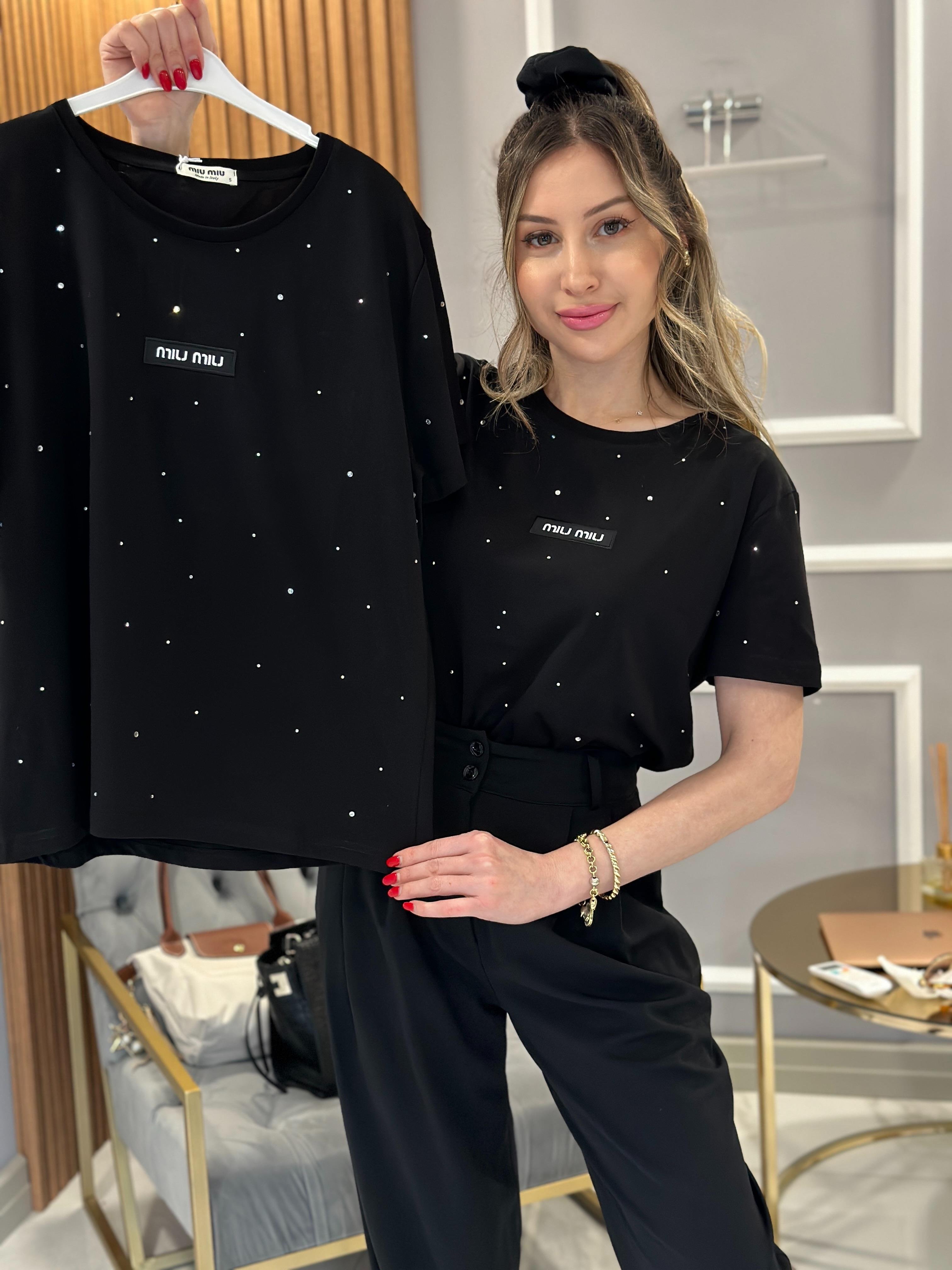 Mi T-shirt Taşlı Siyah