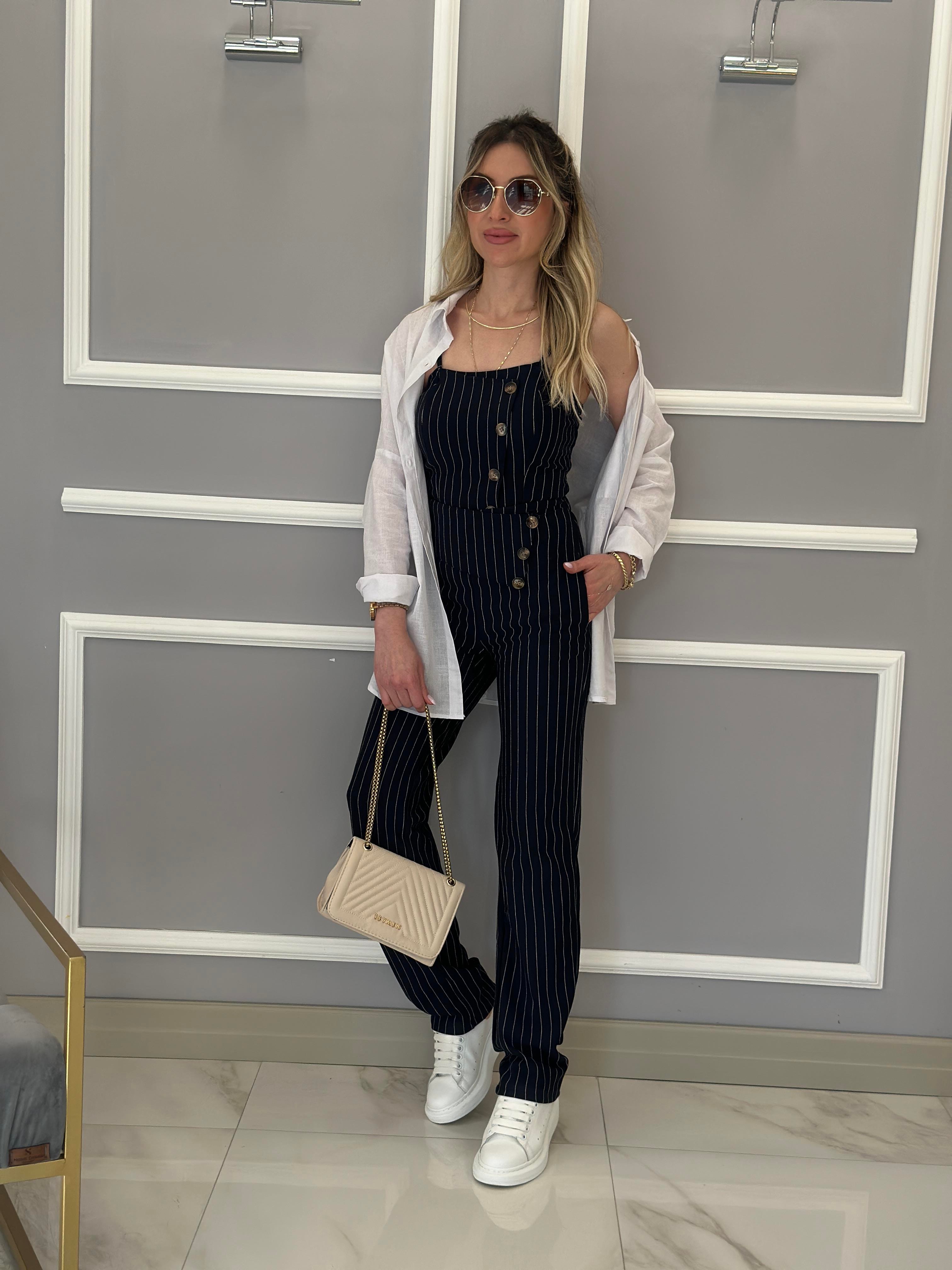 Mila Çizgili Takım Lacivert 