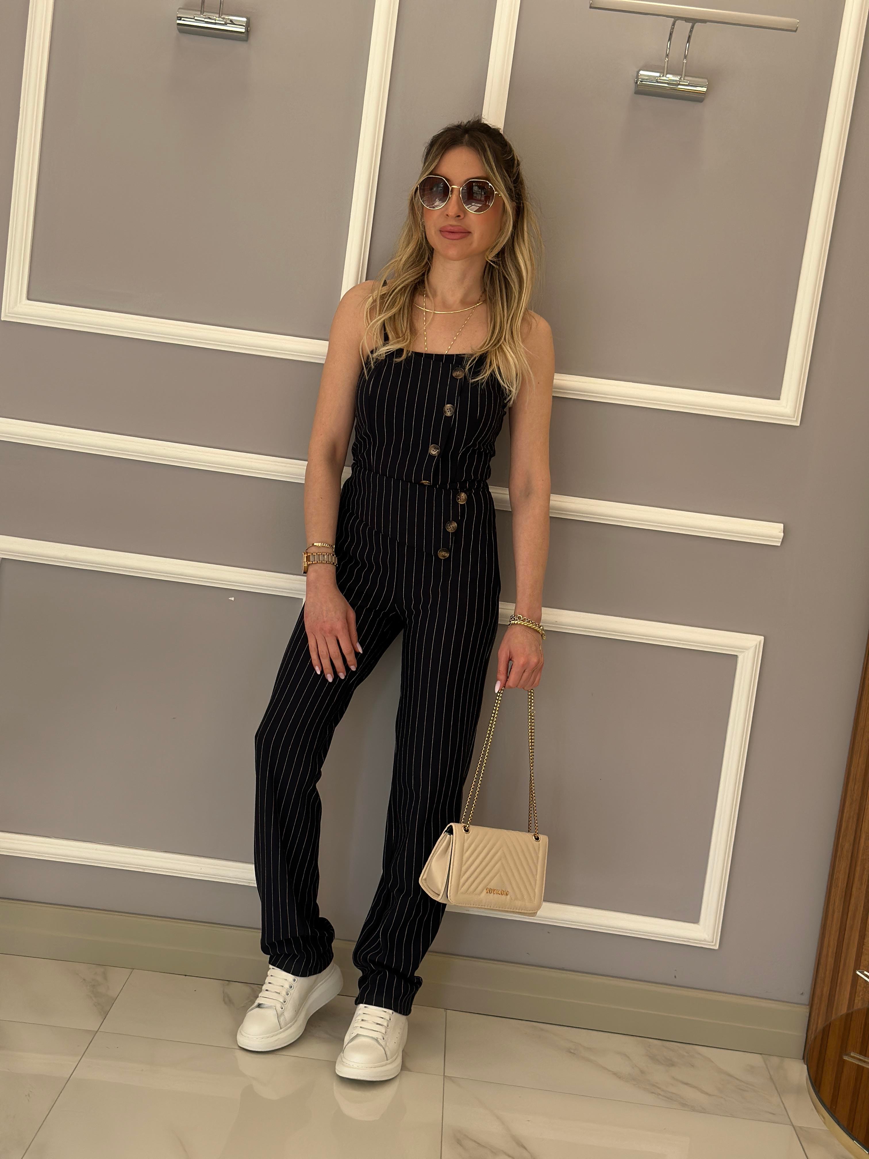 Mila Çizgili Takım Lacivert 