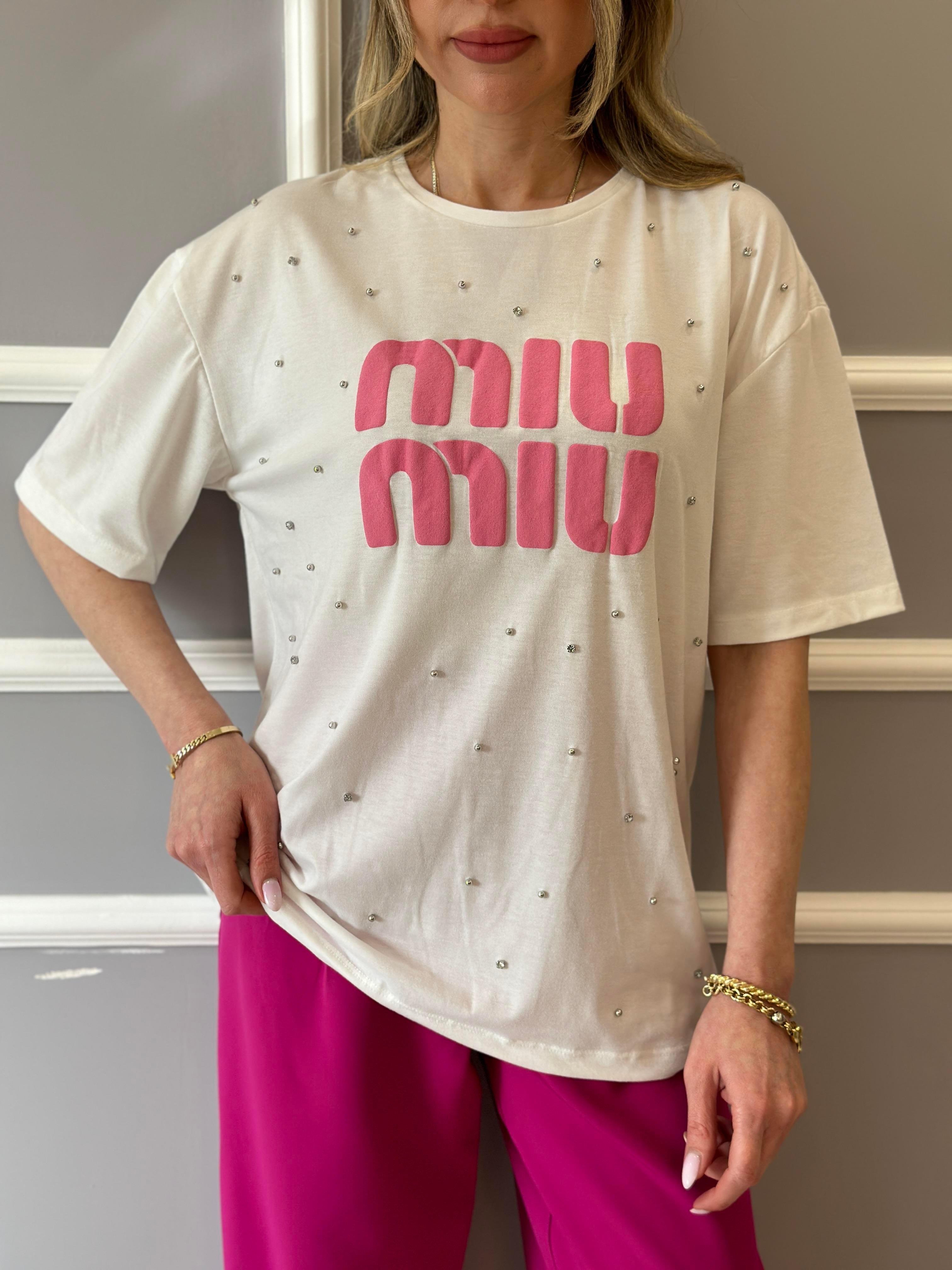 MM T-shirt Pembe Baskılı Ekru