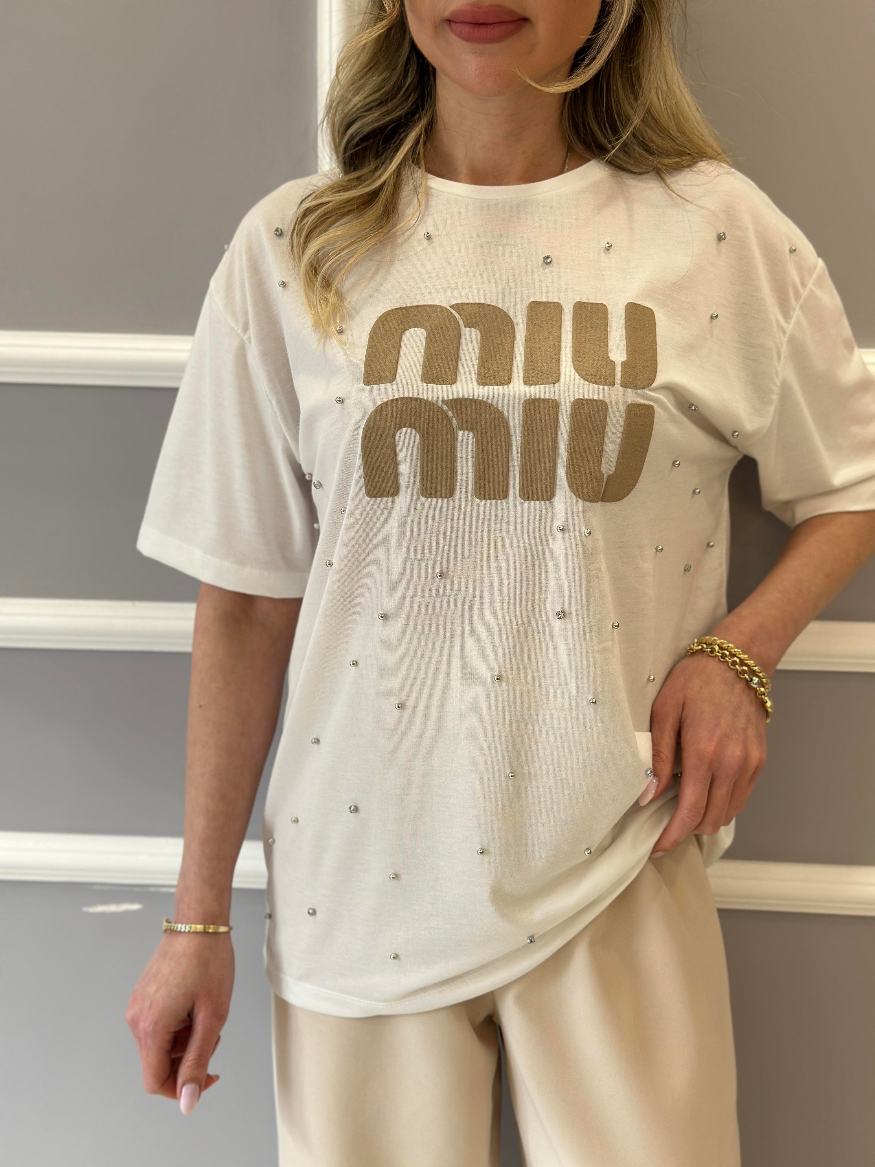MM T-shirt Vizon Baskılı Ekru