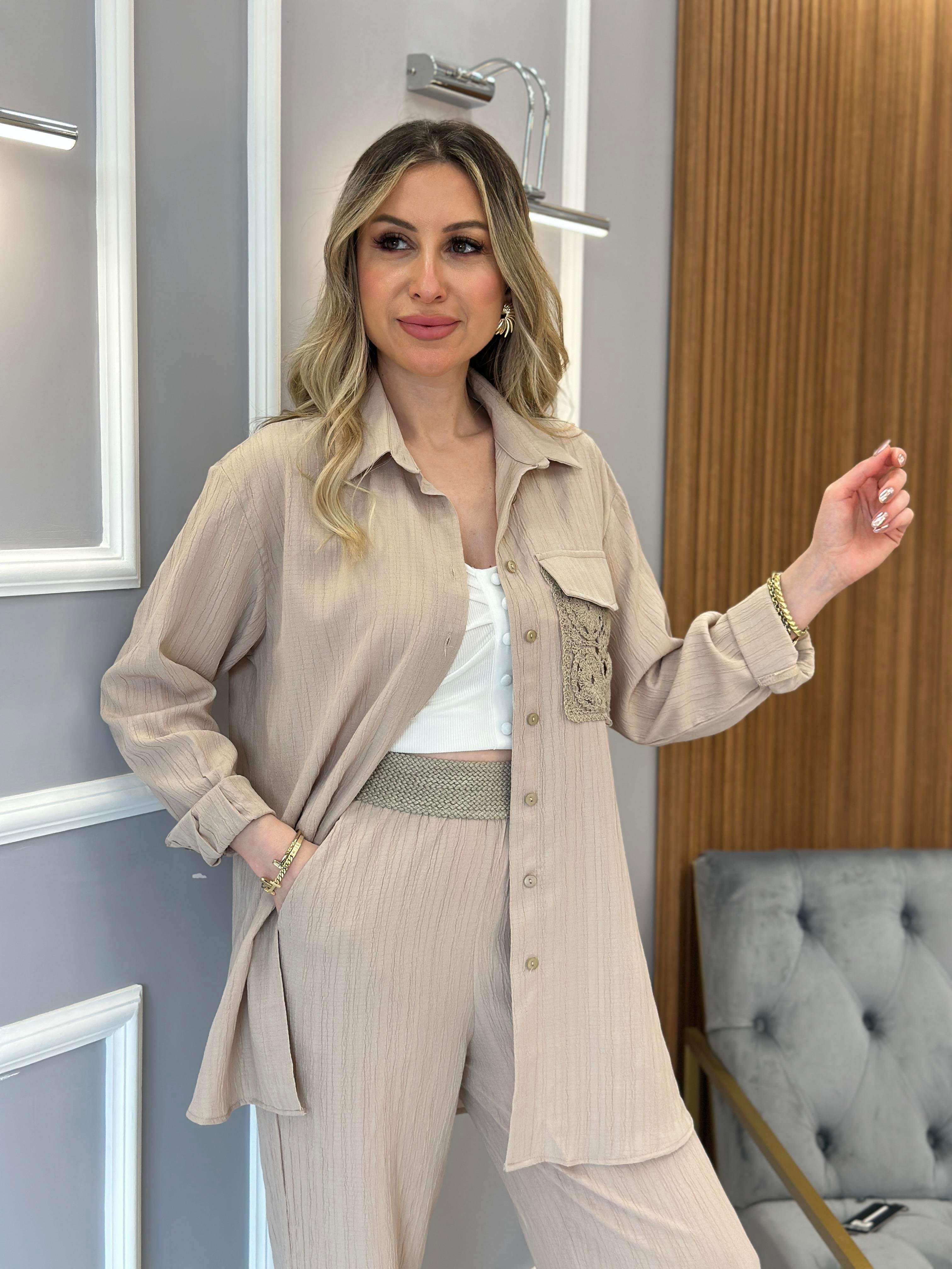 Mokka Keten Takım Vizon Naturel