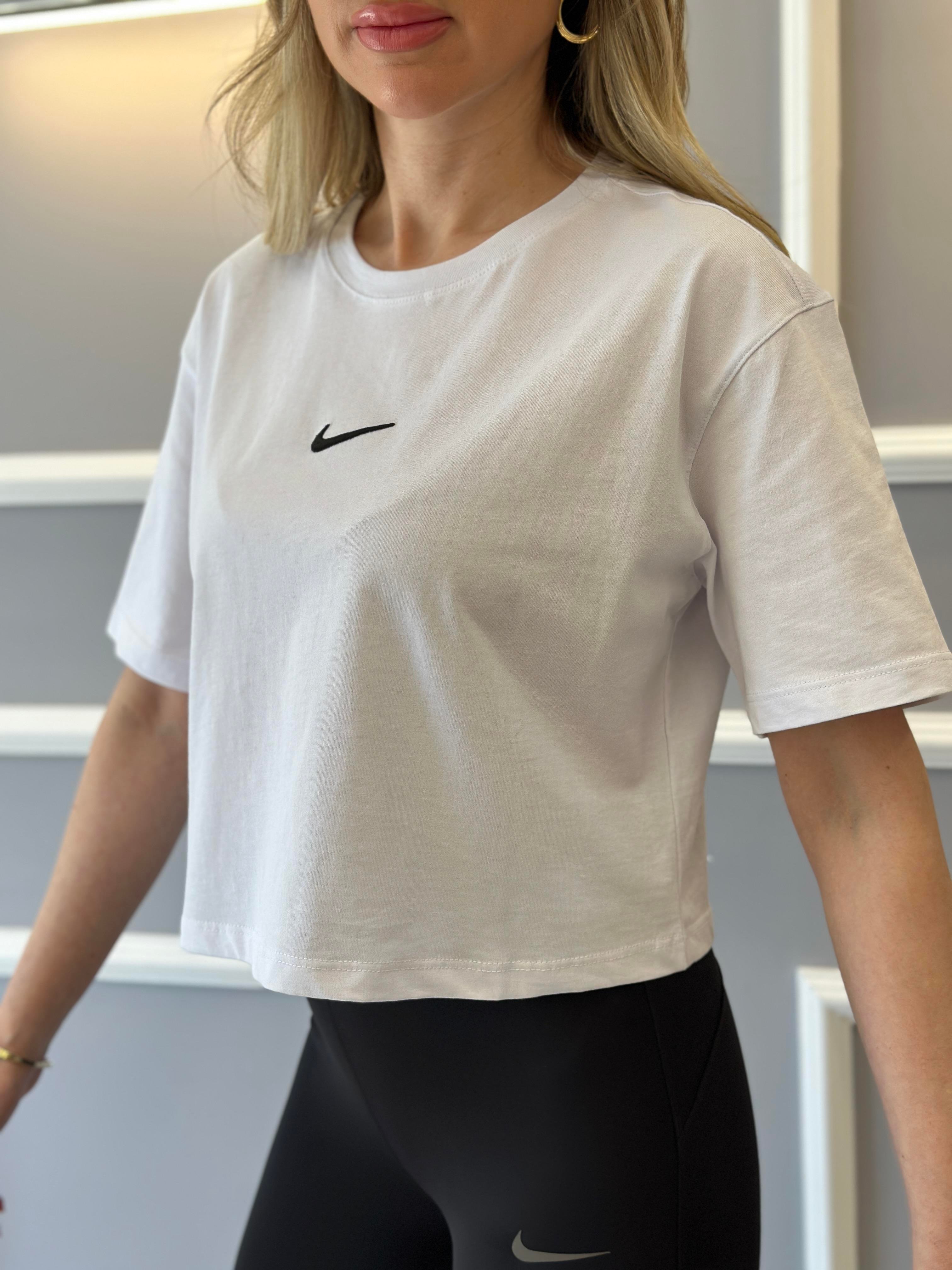 Nk T-Shirt Nakış Baskılı Beyaz