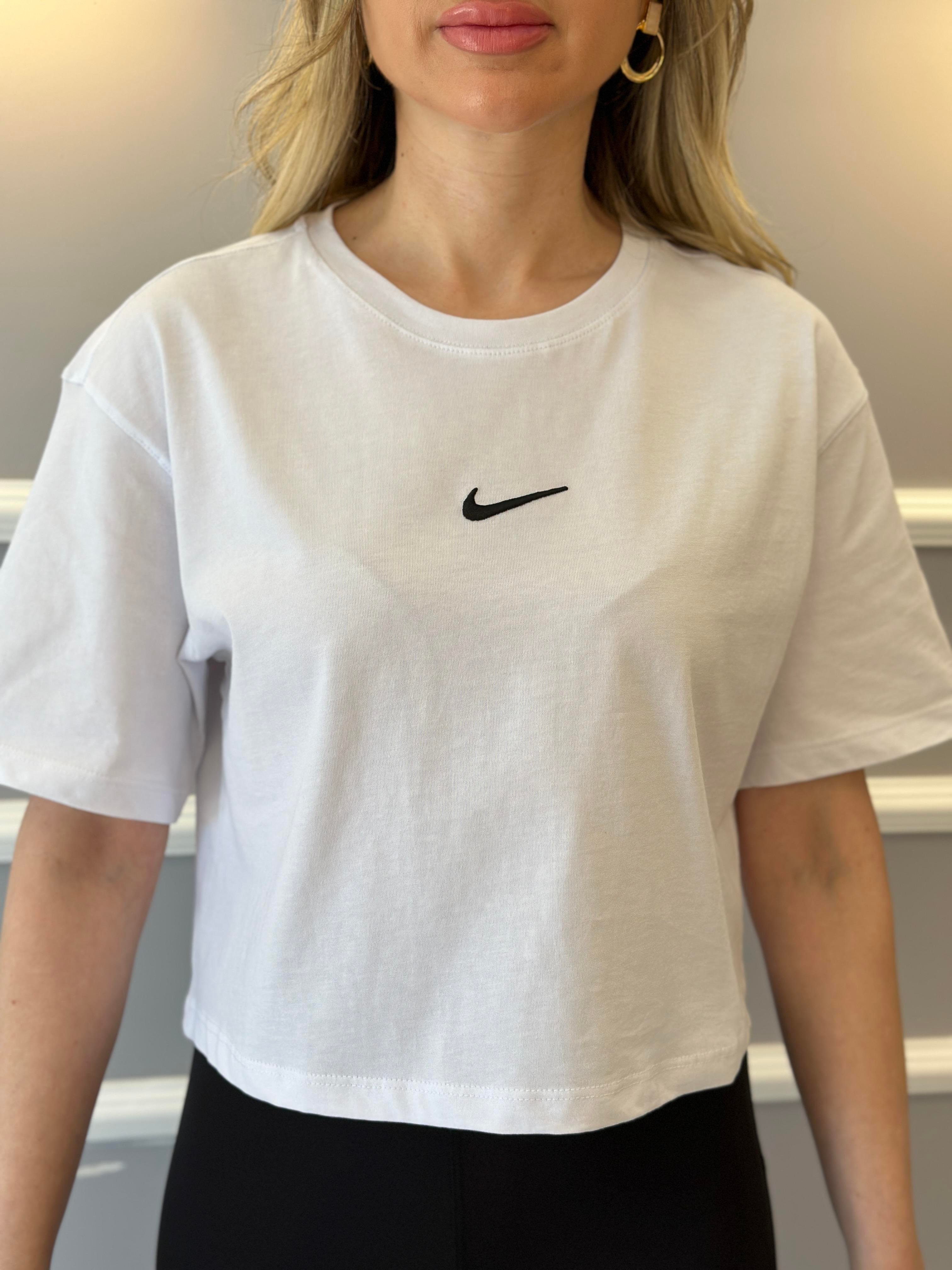 Nk T-Shirt Nakış Baskılı Beyaz