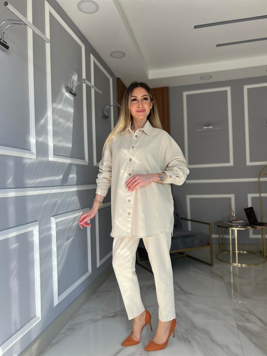 Oversize Gömlek Bej