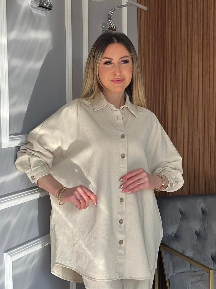 Oversize Gömlek Bej