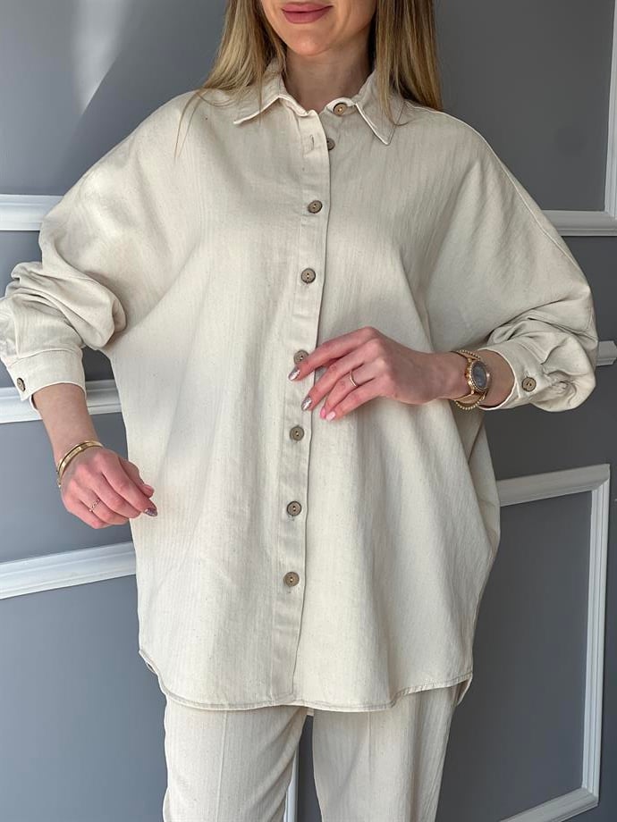 Oversize Gömlek Bej