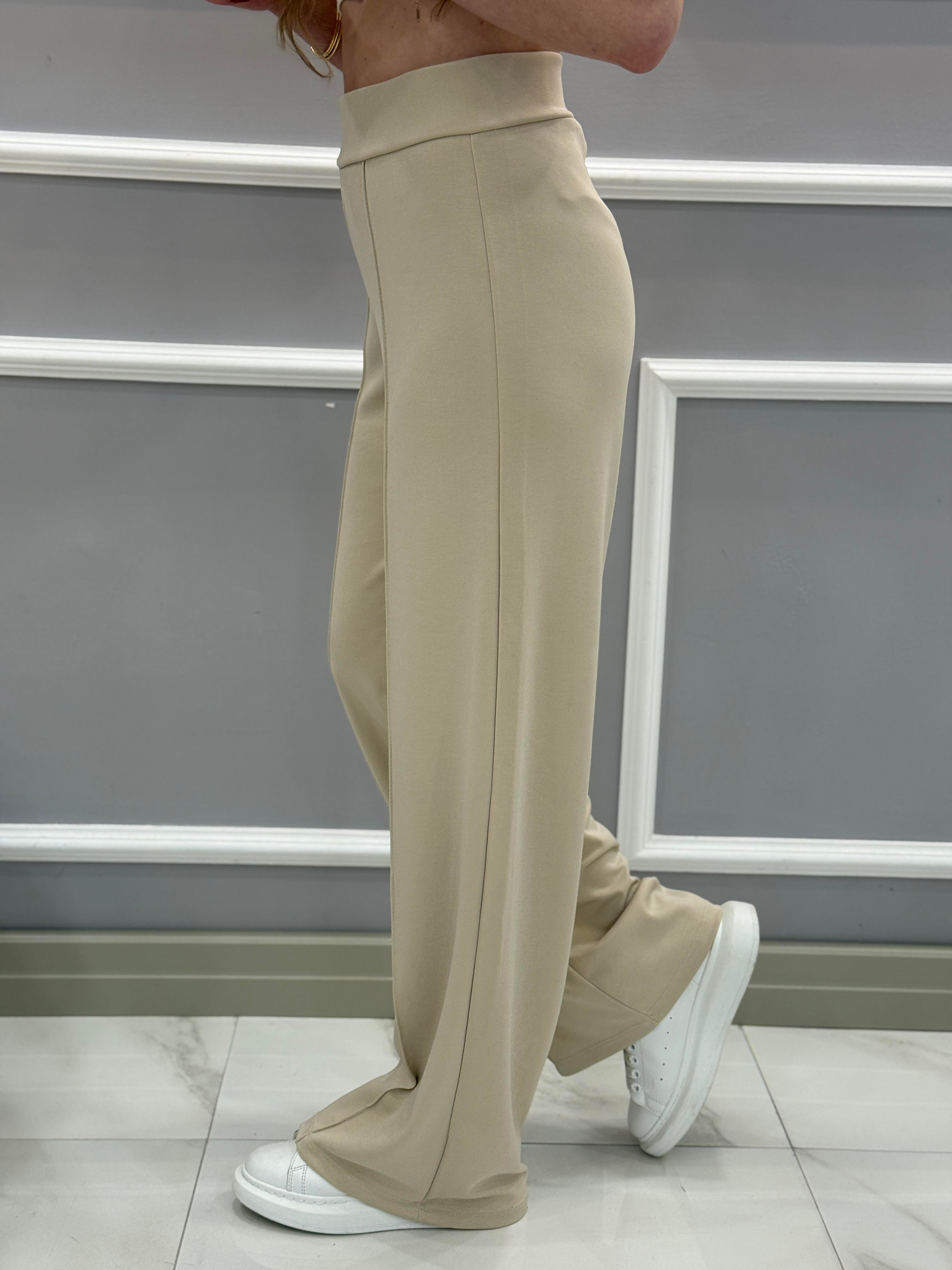 Oys Modal Kumaş Beli Lastikli Çımalı Vizon Pantolon 