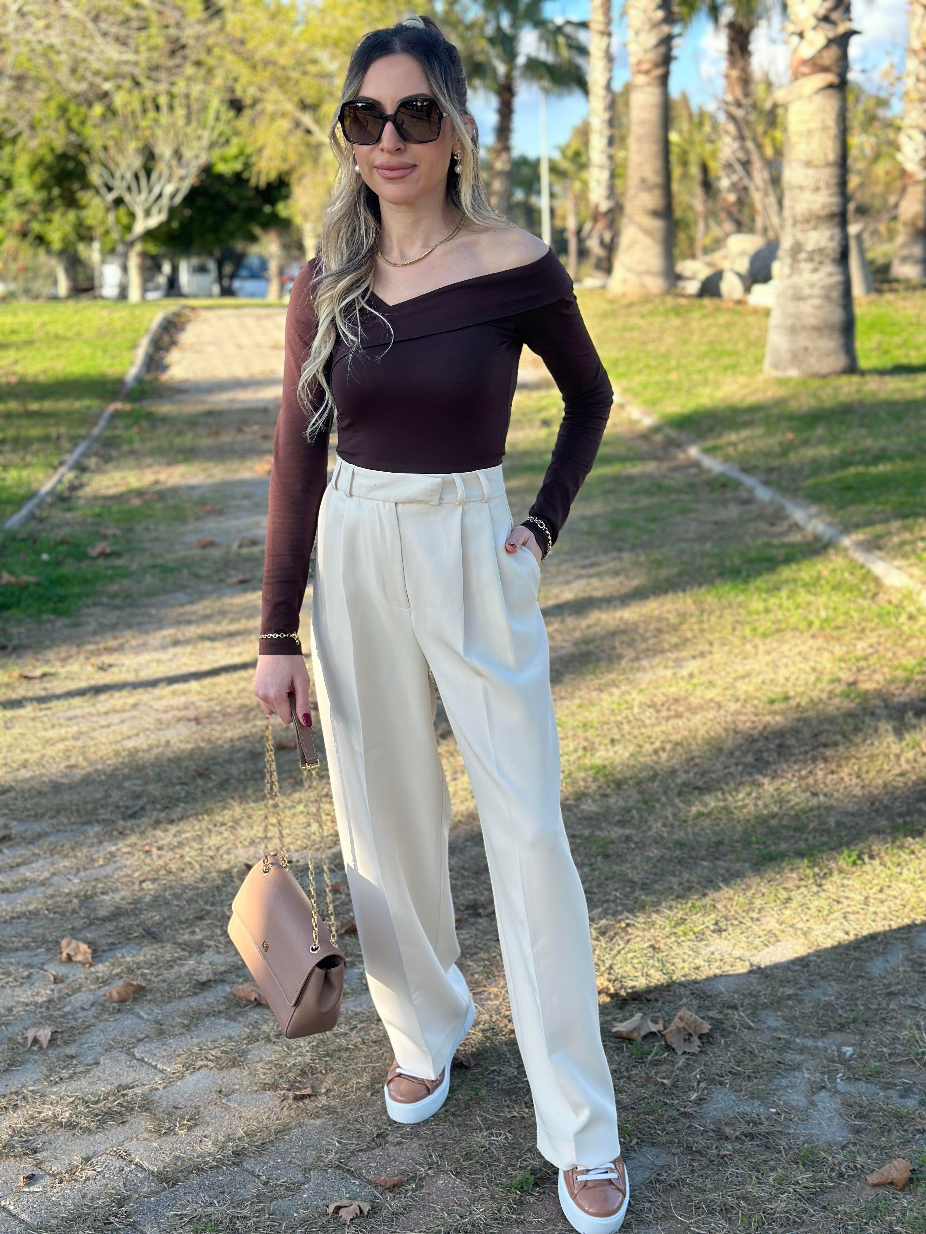 Pantolon Palazzo Premium Ekru