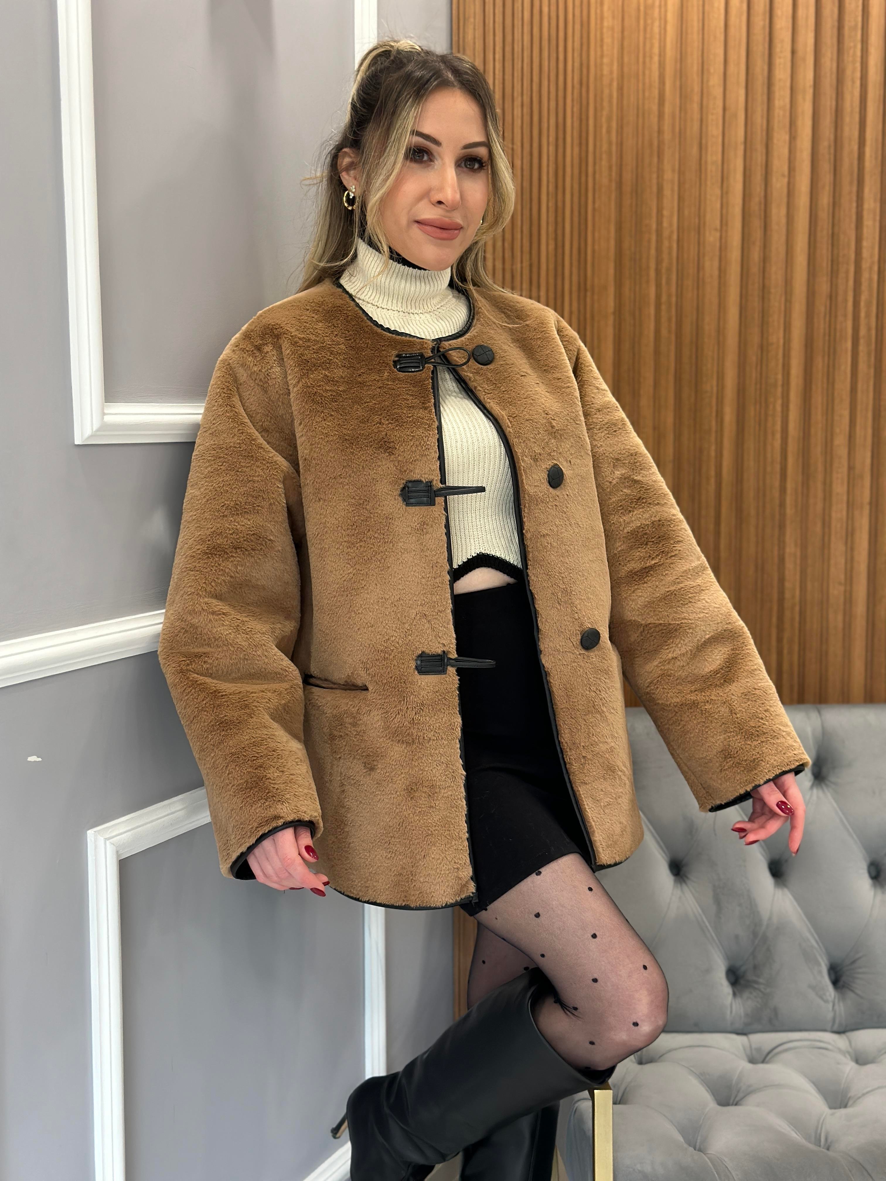 Peluş Ceket Camel