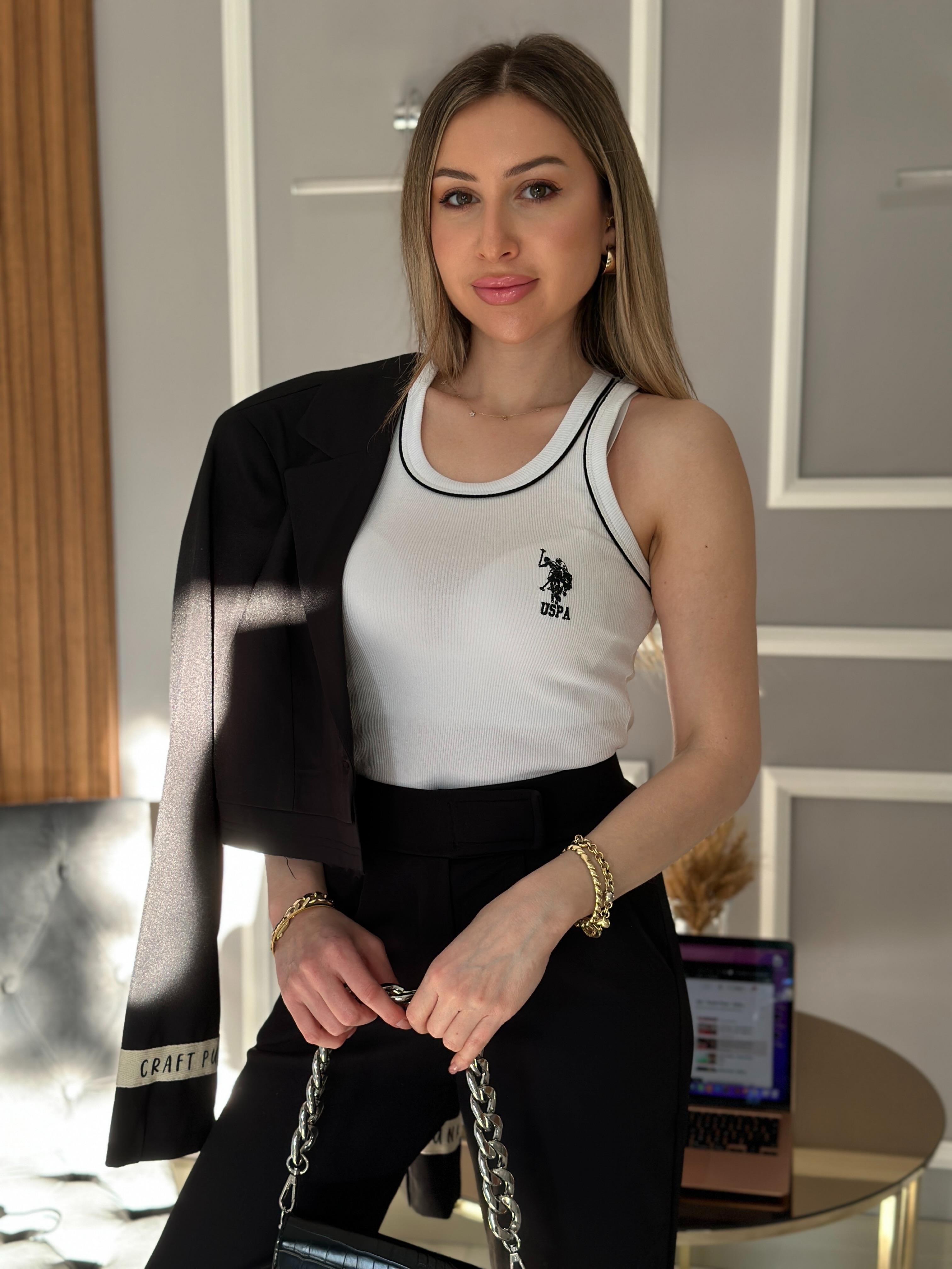 Pl Atlet Likralı Nakış Detaylı Beyaz