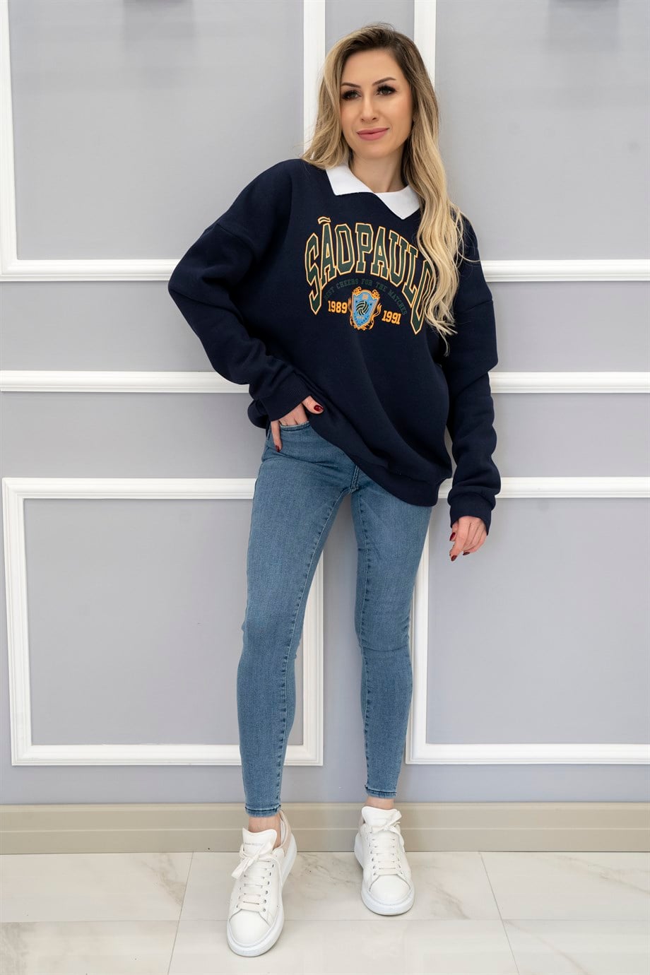 Polo Yaka Sweatshirt Lacivert