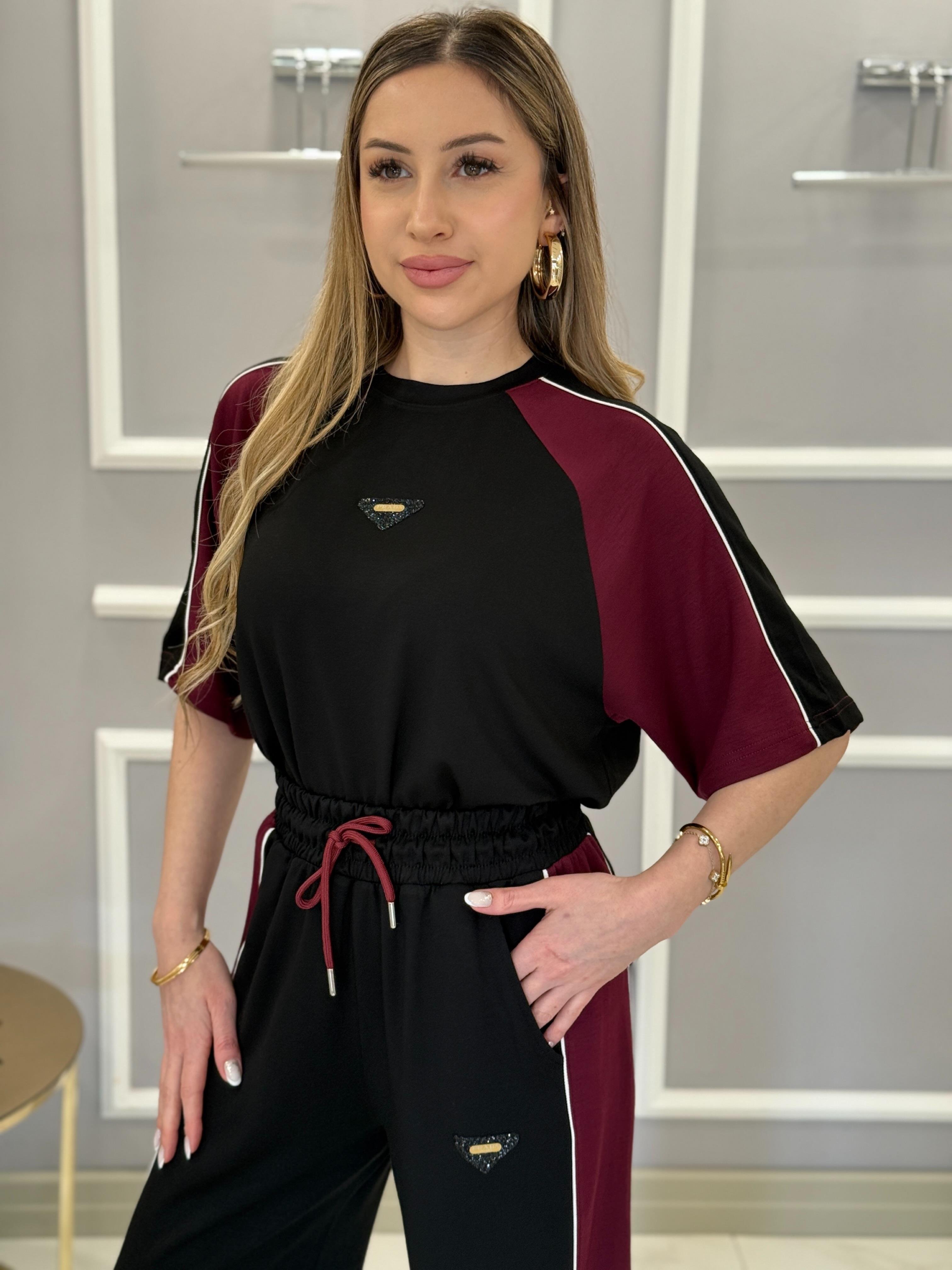 Pr Premium Modal Kumaş Siyah Renk Bloklu Takım 