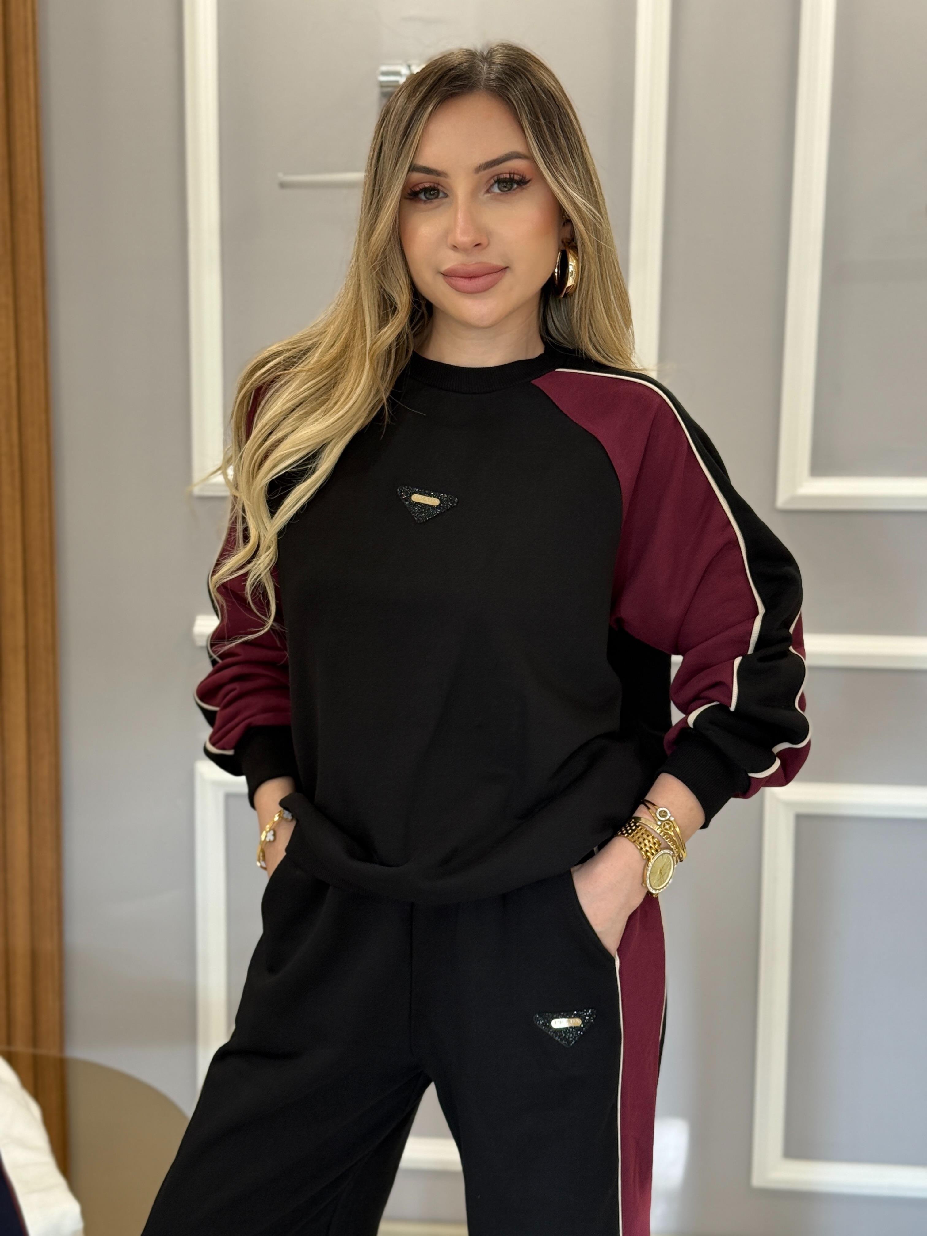 PR  Siyah Gold Arma Yazılı Renk Bloklu Takım