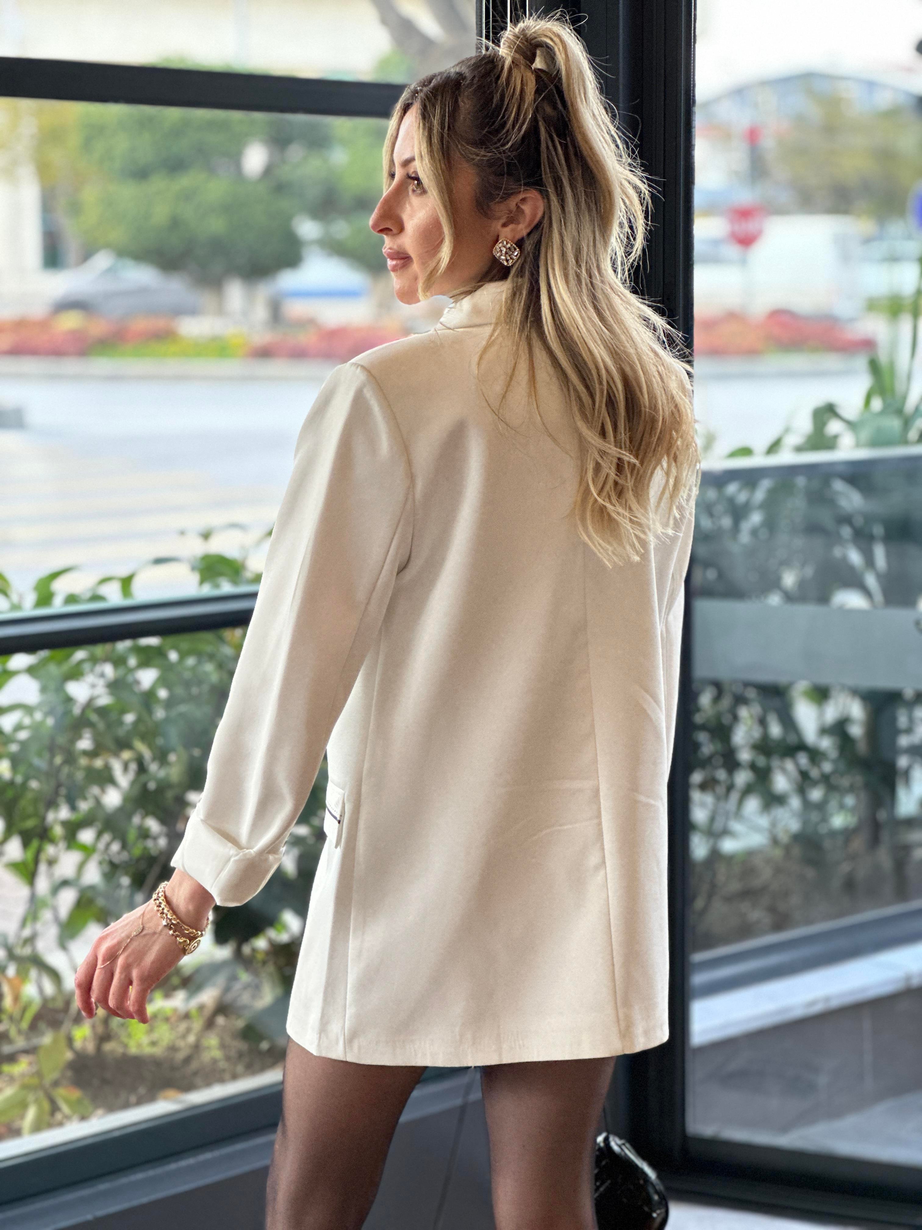 Premium Blazer Ceket Beyaz