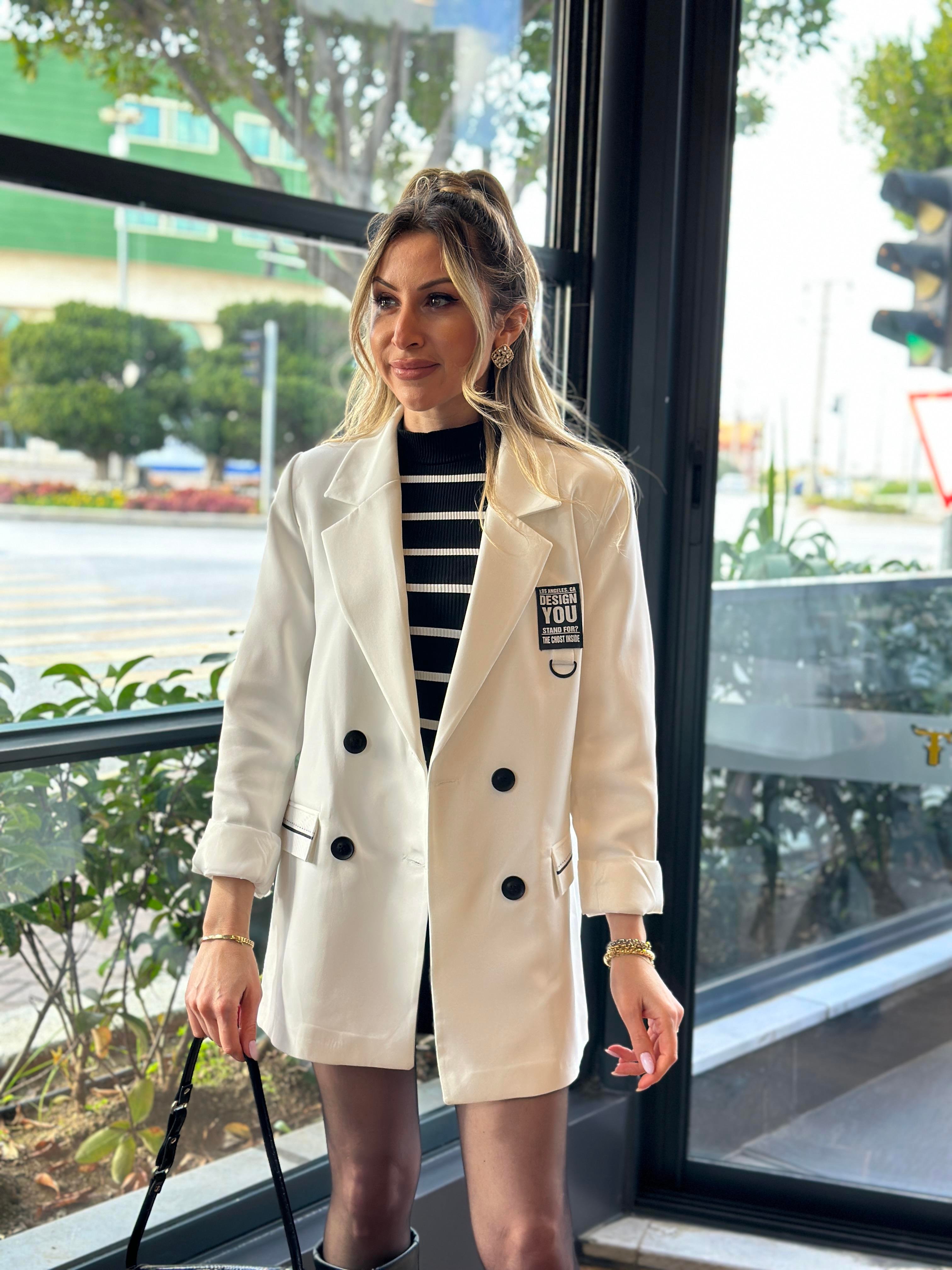 Premium Blazer Ceket Beyaz