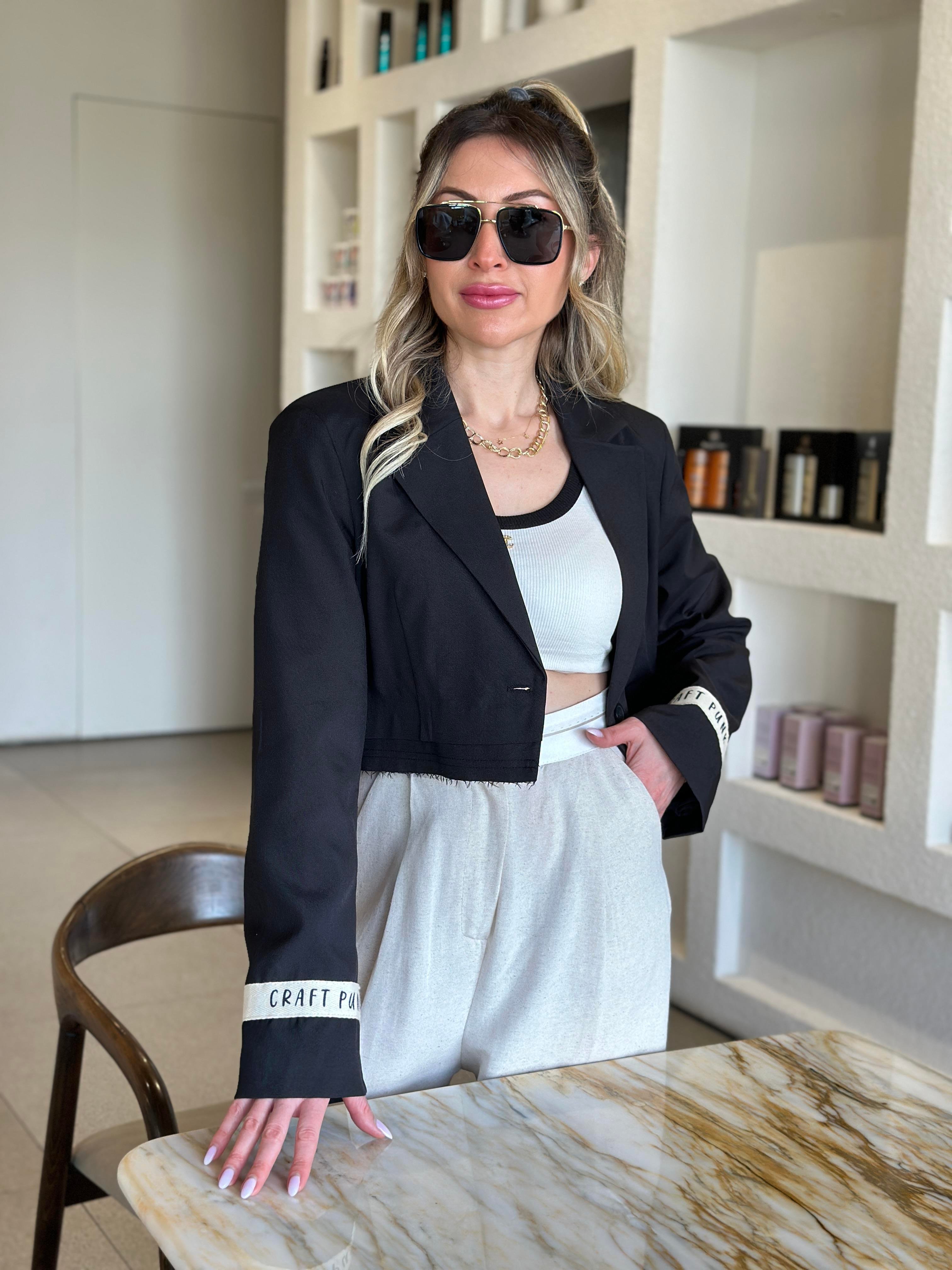 Premium Ceket Kol Detaylı Siyah
