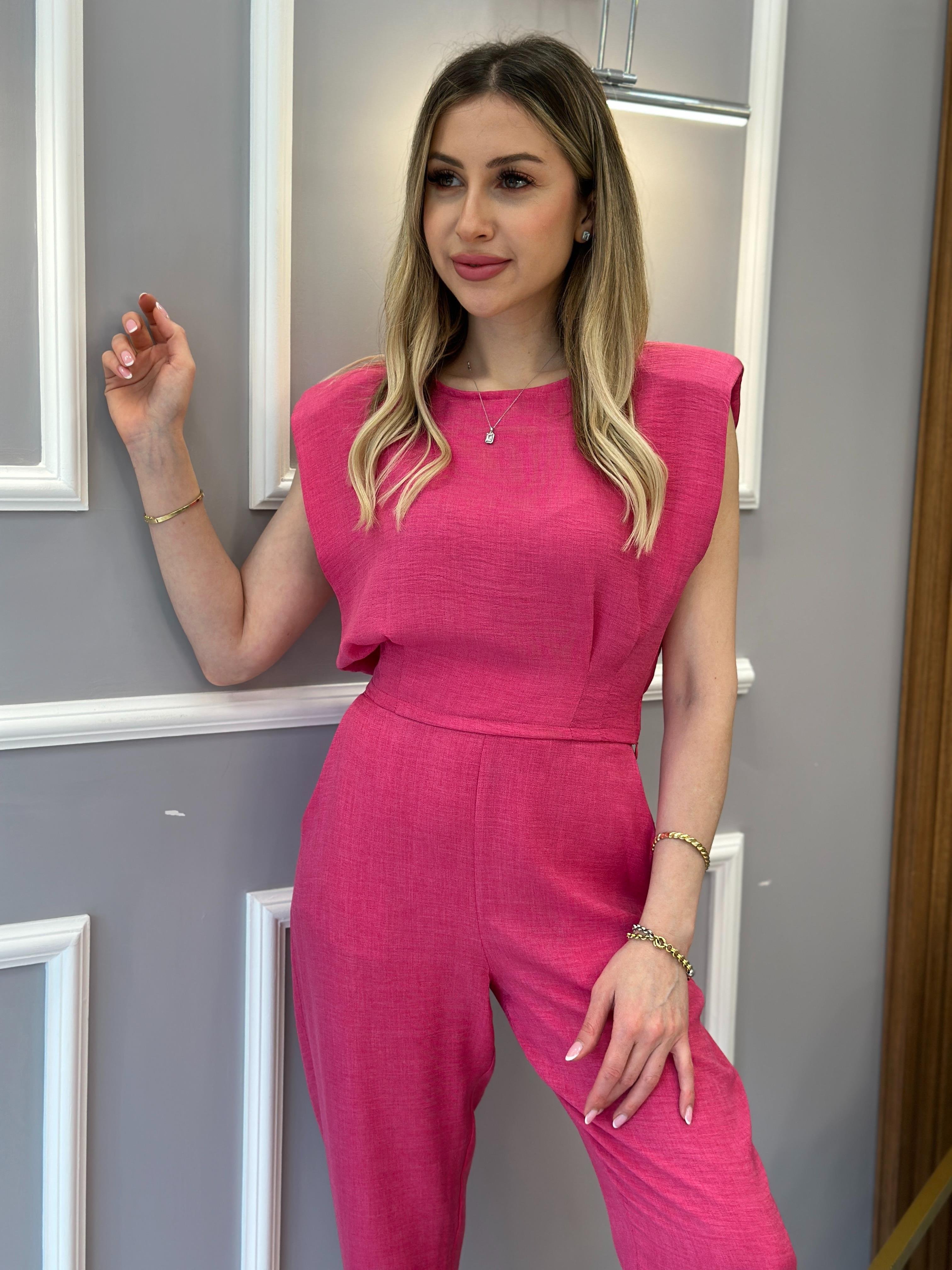 Premium Lia Crop Takım Pembe