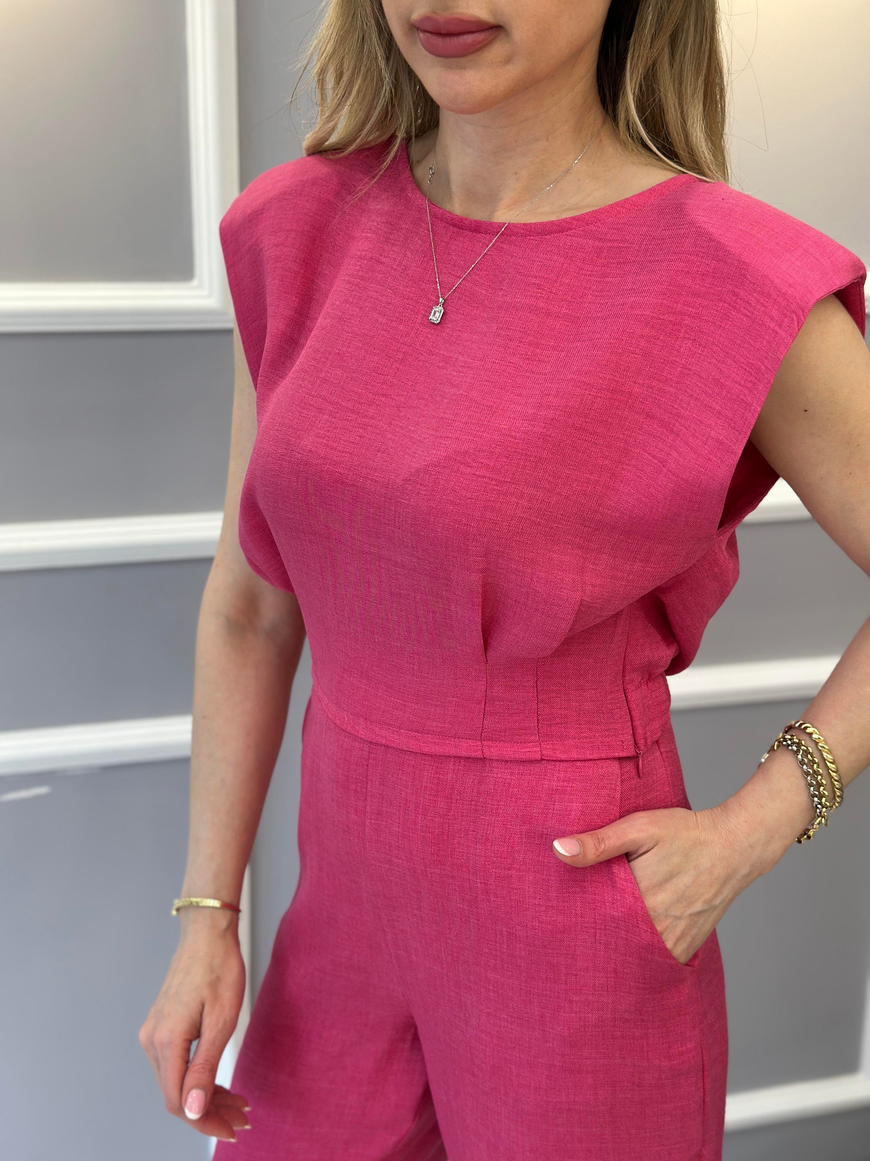 Premium Lia Crop Takım Pembe