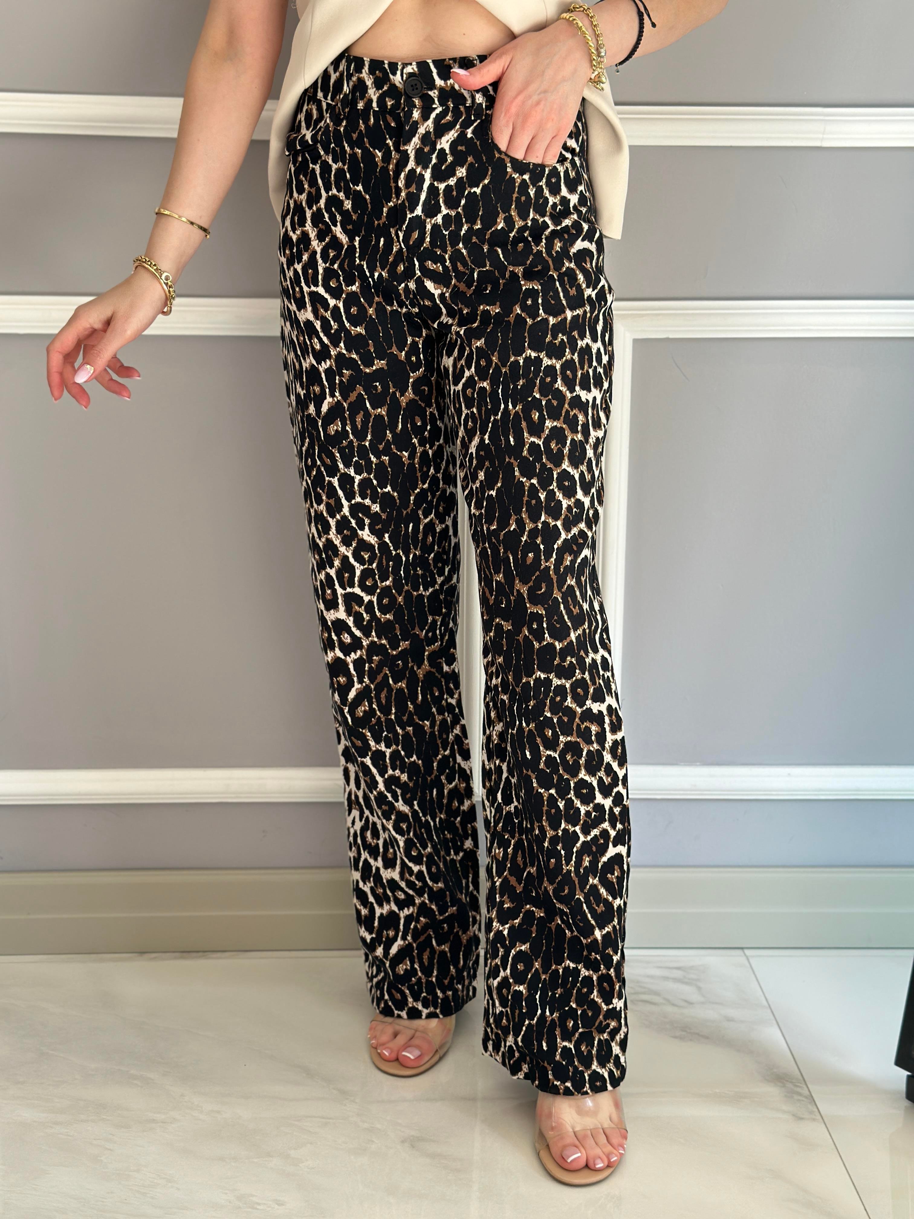 Premium Pantolon Yüksek Bel Leopar Desen