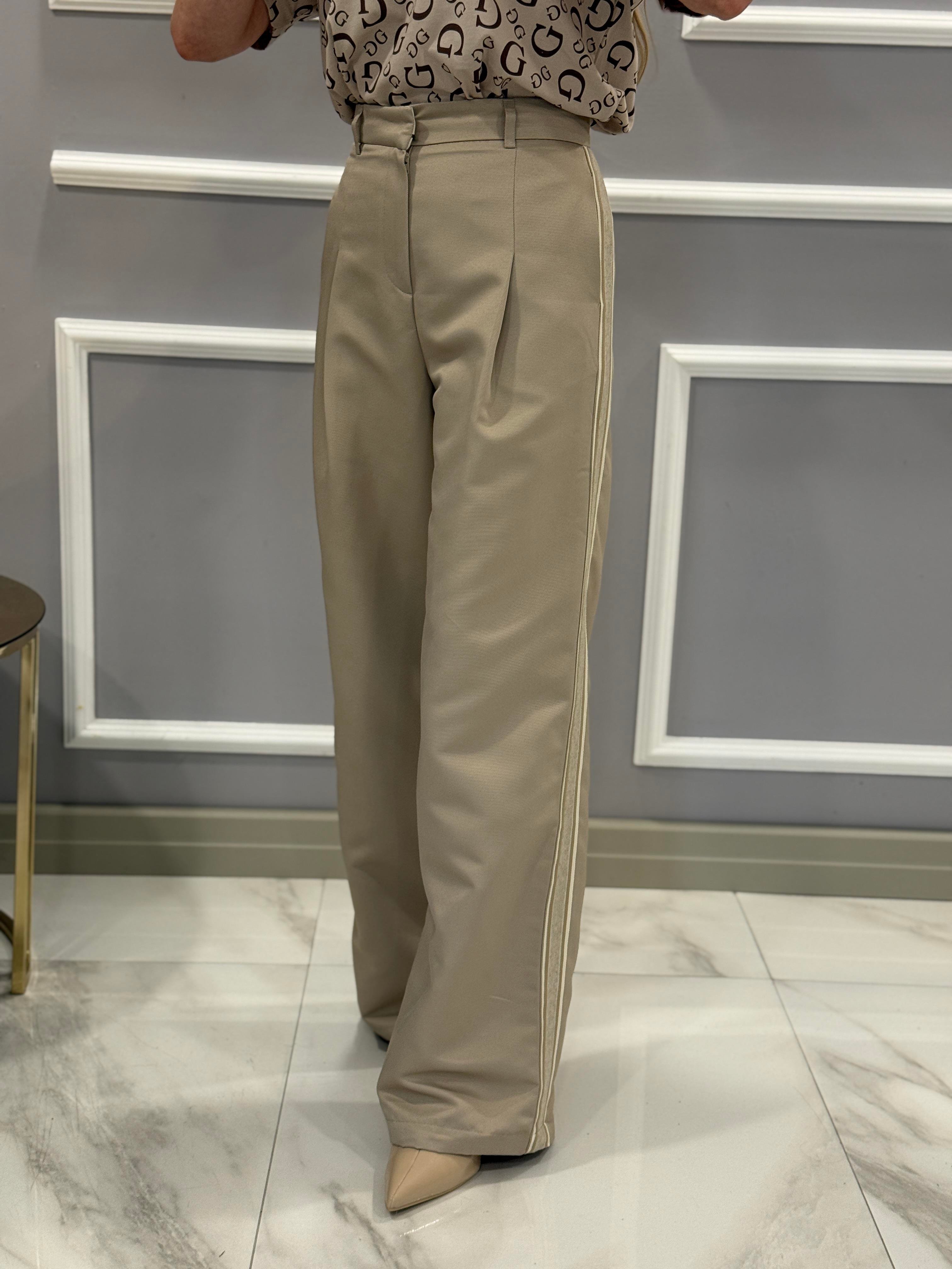 Premium Yan Şeritli Palazzo Pantolon 