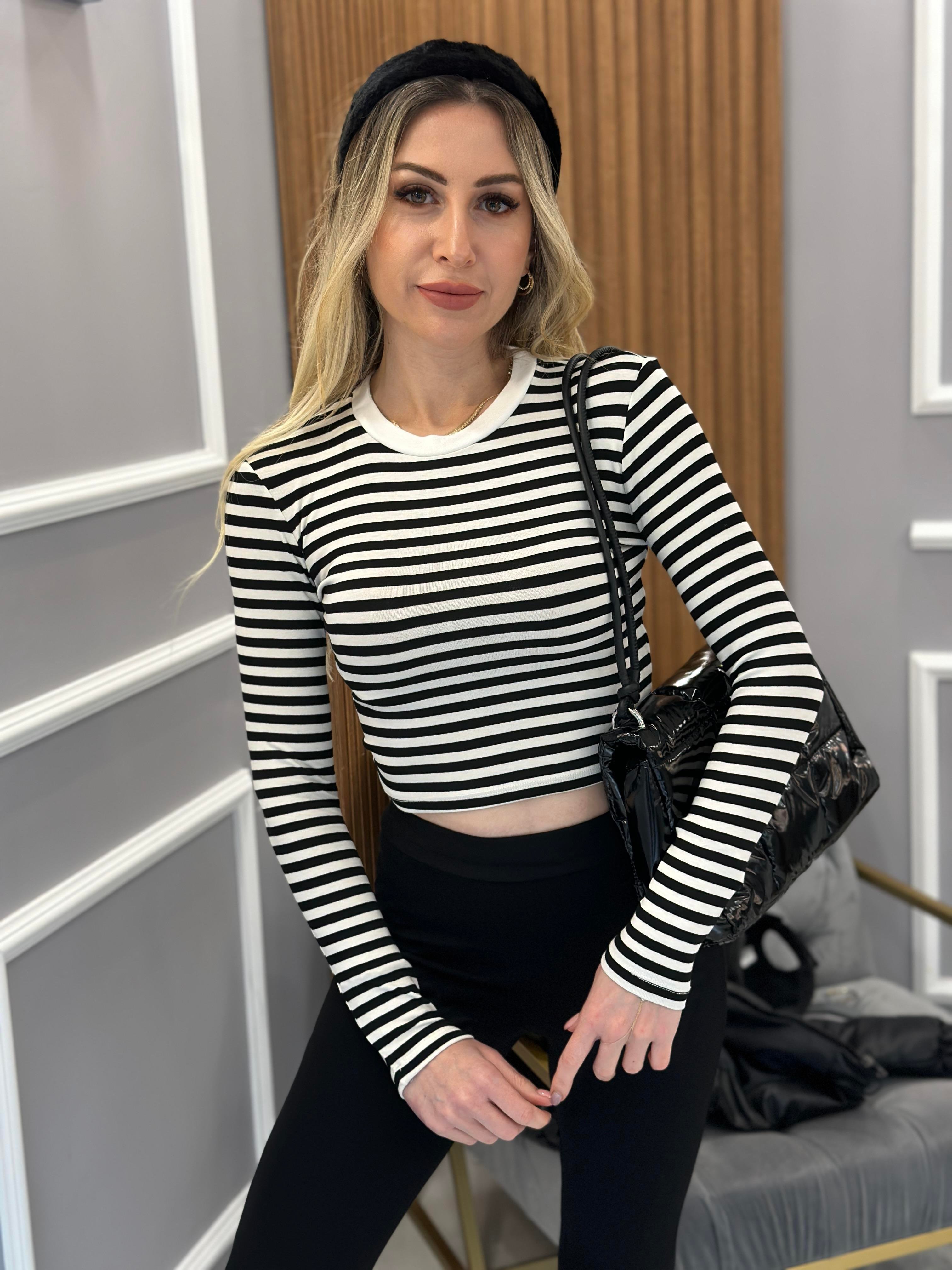 Rz Bluz Crop Çizgili