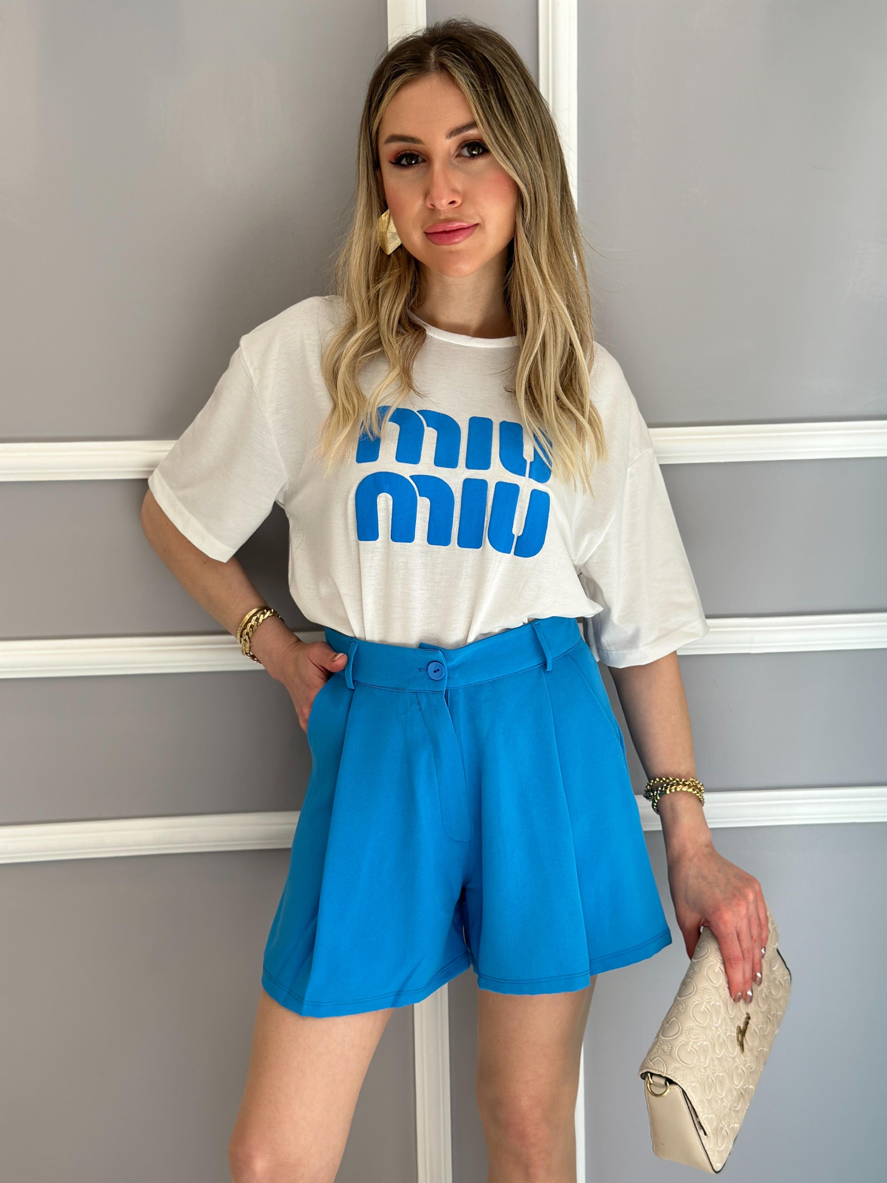 Şort Yüksek Bel Mavi