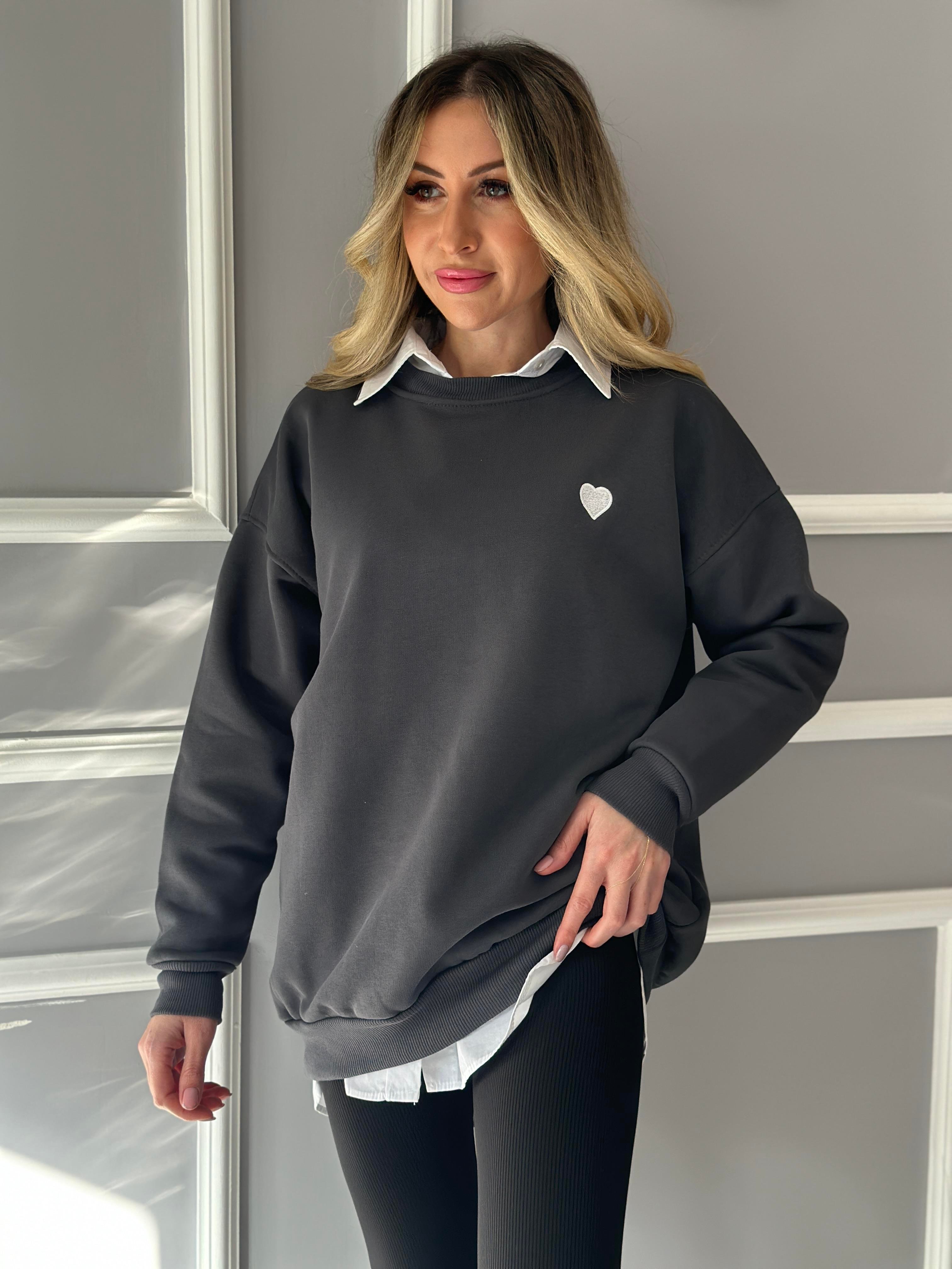 Sweatshirt Kalpli Anrasit Gri