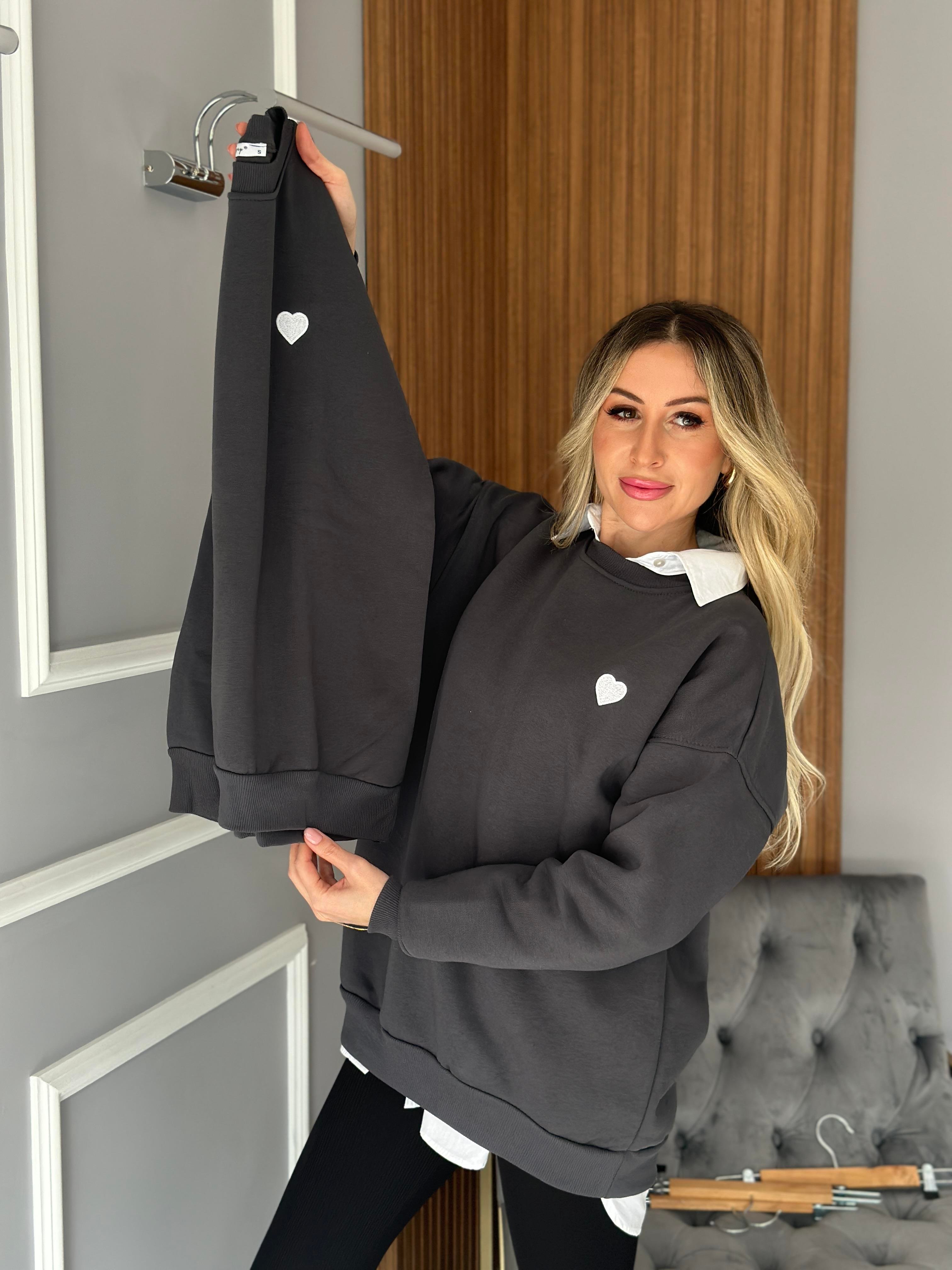 Sweatshirt Kalpli Anrasit Gri