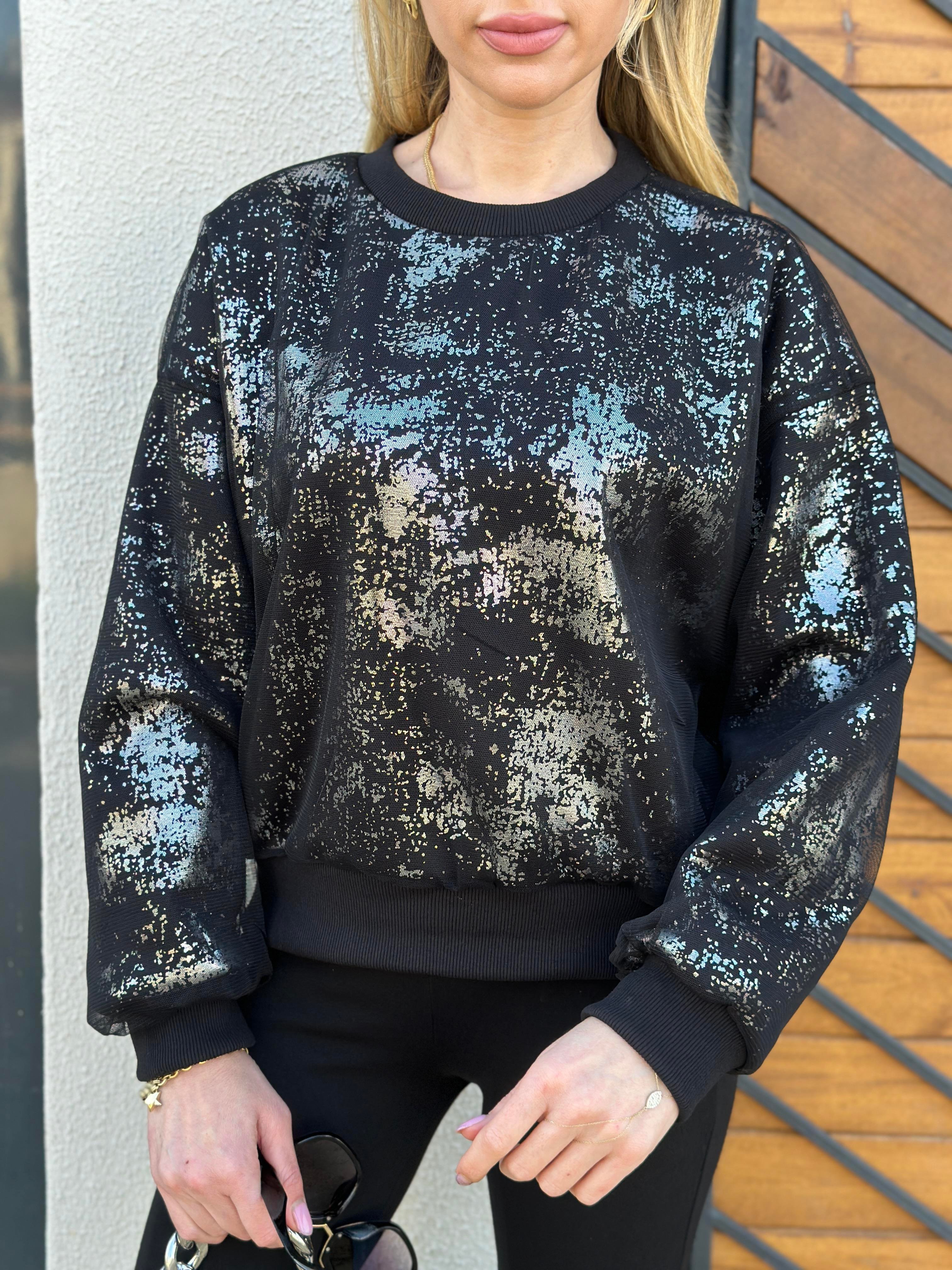 Sweatshirt Siyah-Silver Glitter 
