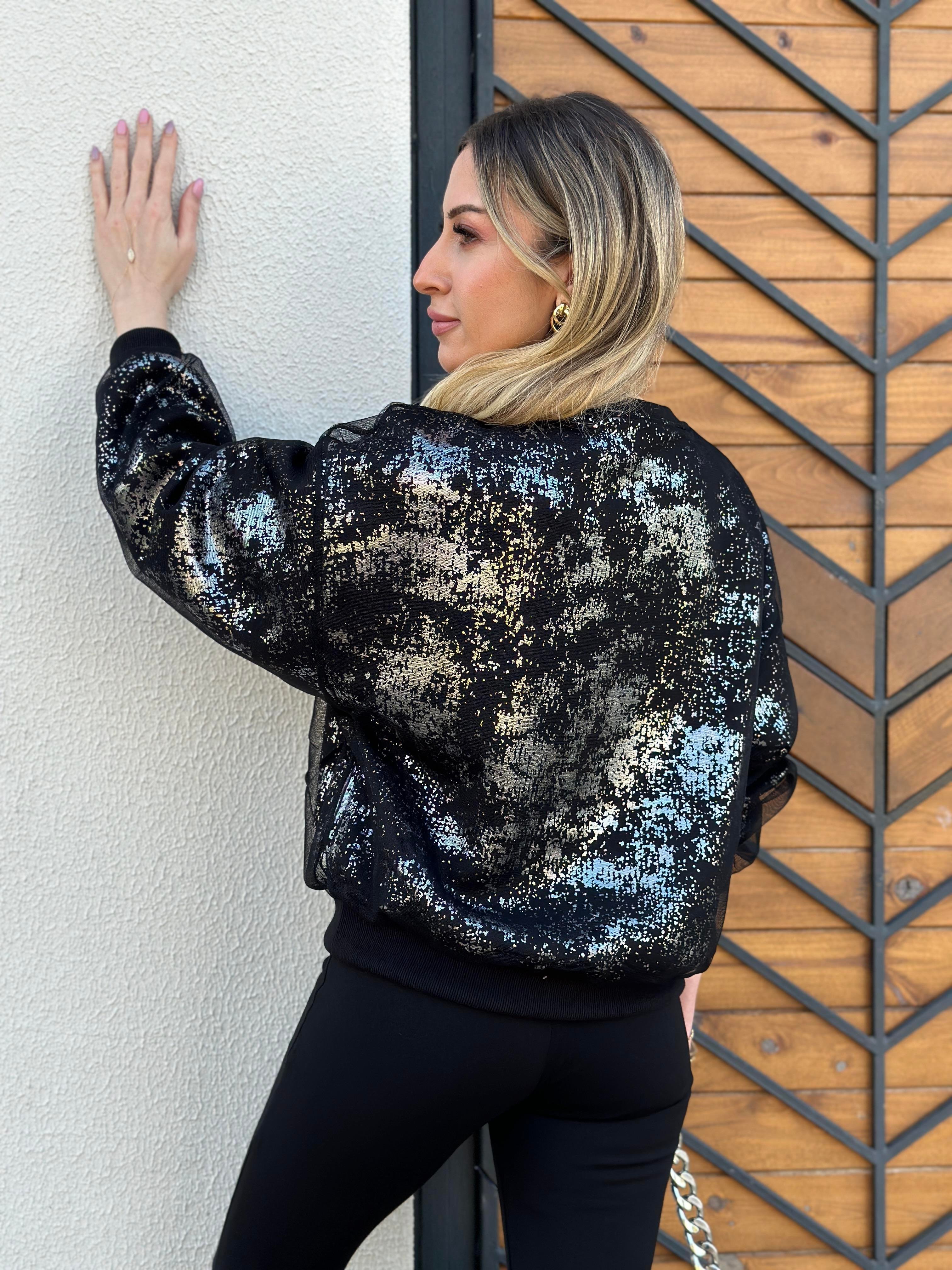 Sweatshirt Siyah-Silver Glitter 