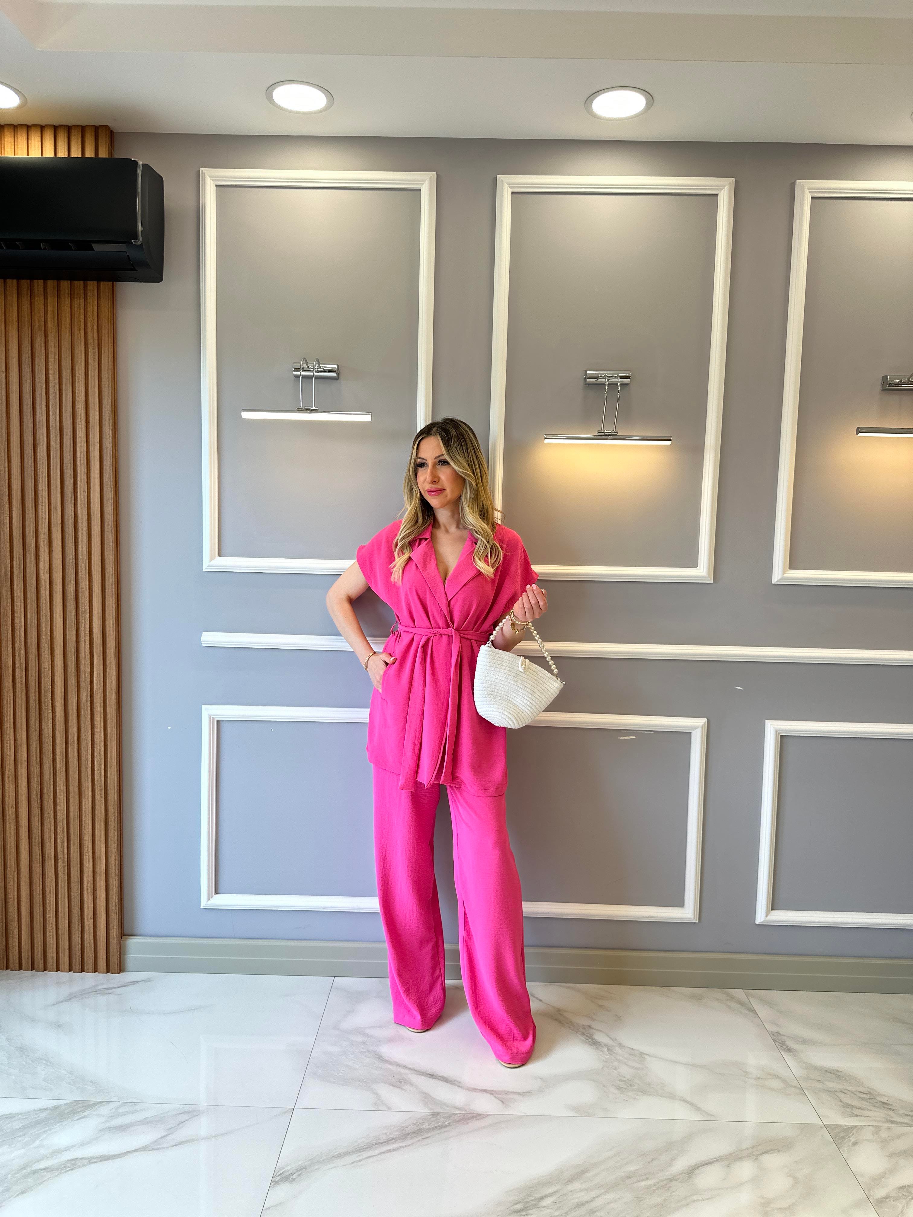Takım Tansel Yelekli Pembe