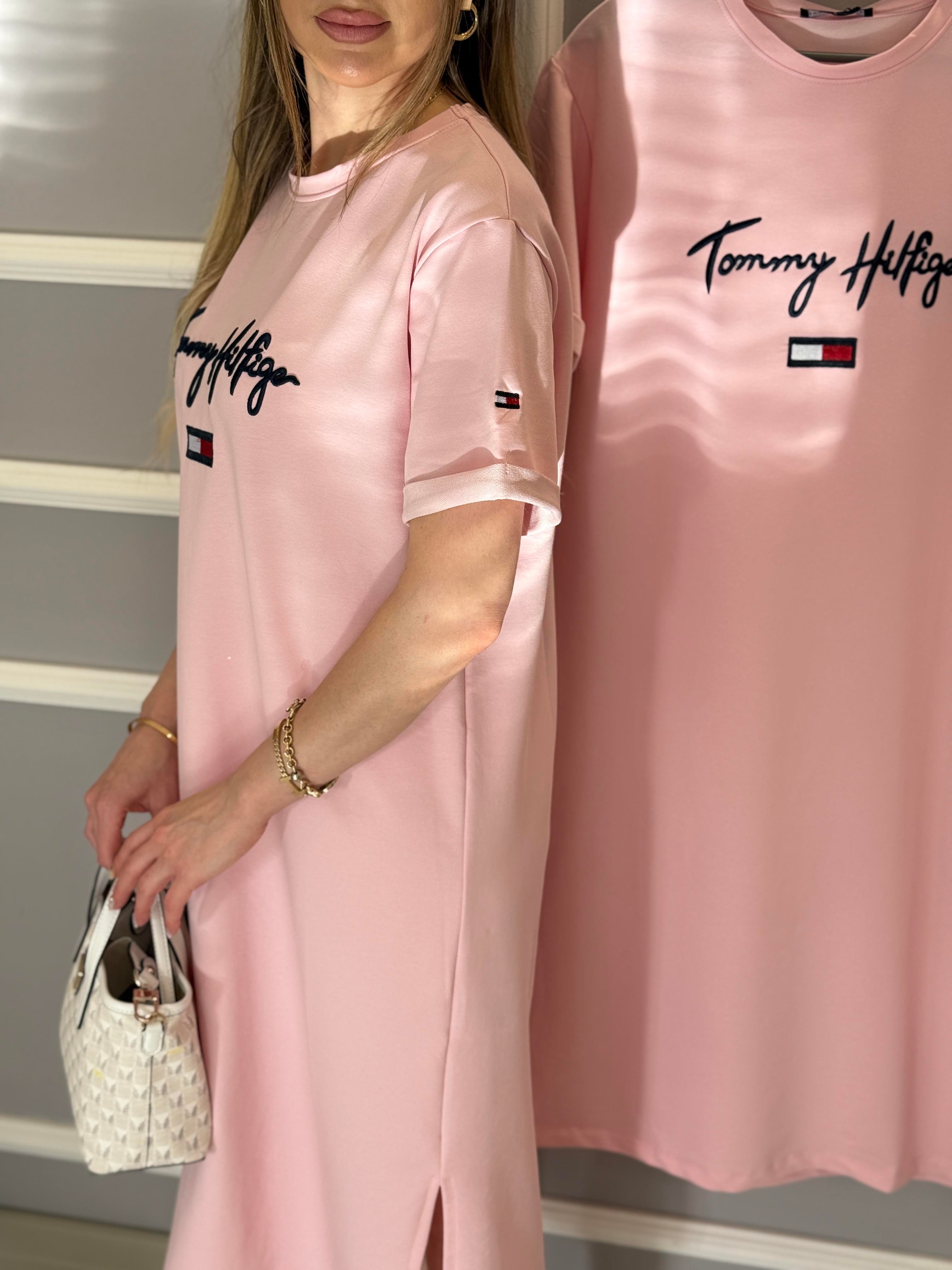 Th Elbise 106 cm Oversize Tek Yırtmaç Pembe