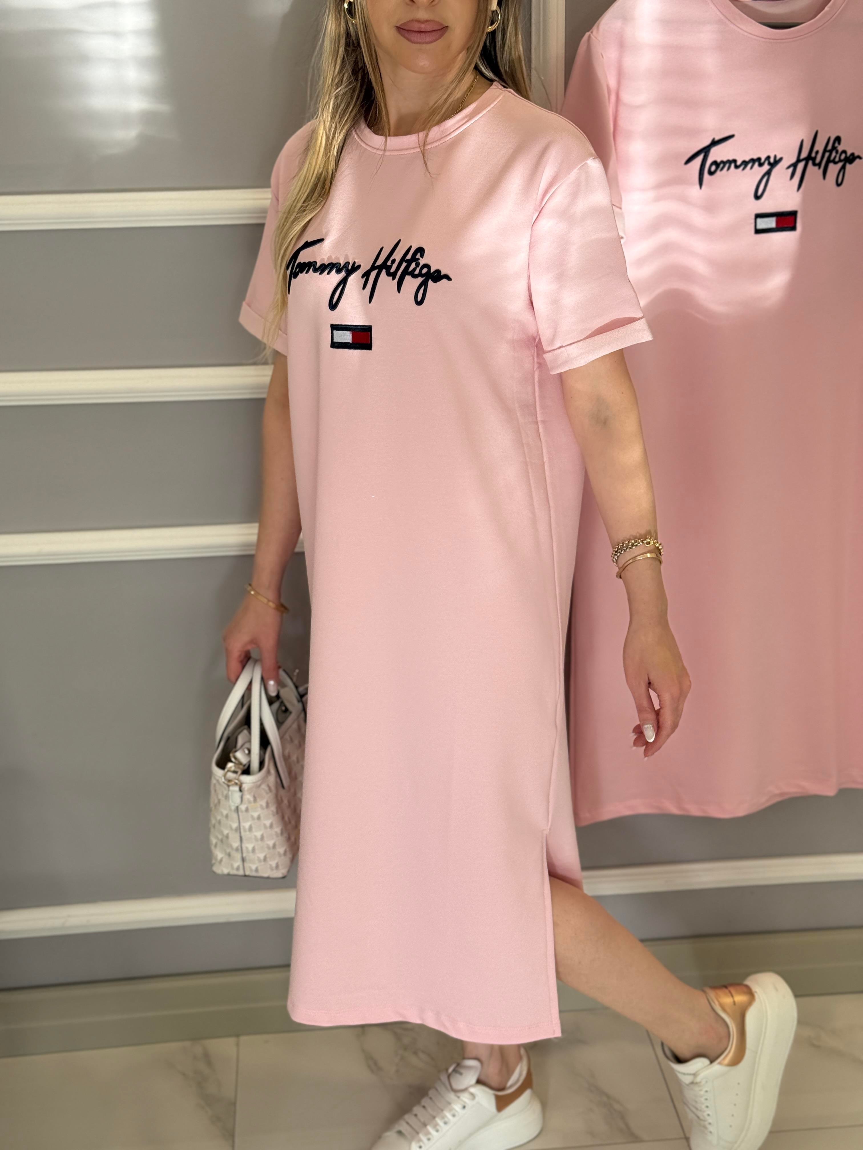 Th Elbise 106 cm Oversize Tek Yırtmaç Pembe