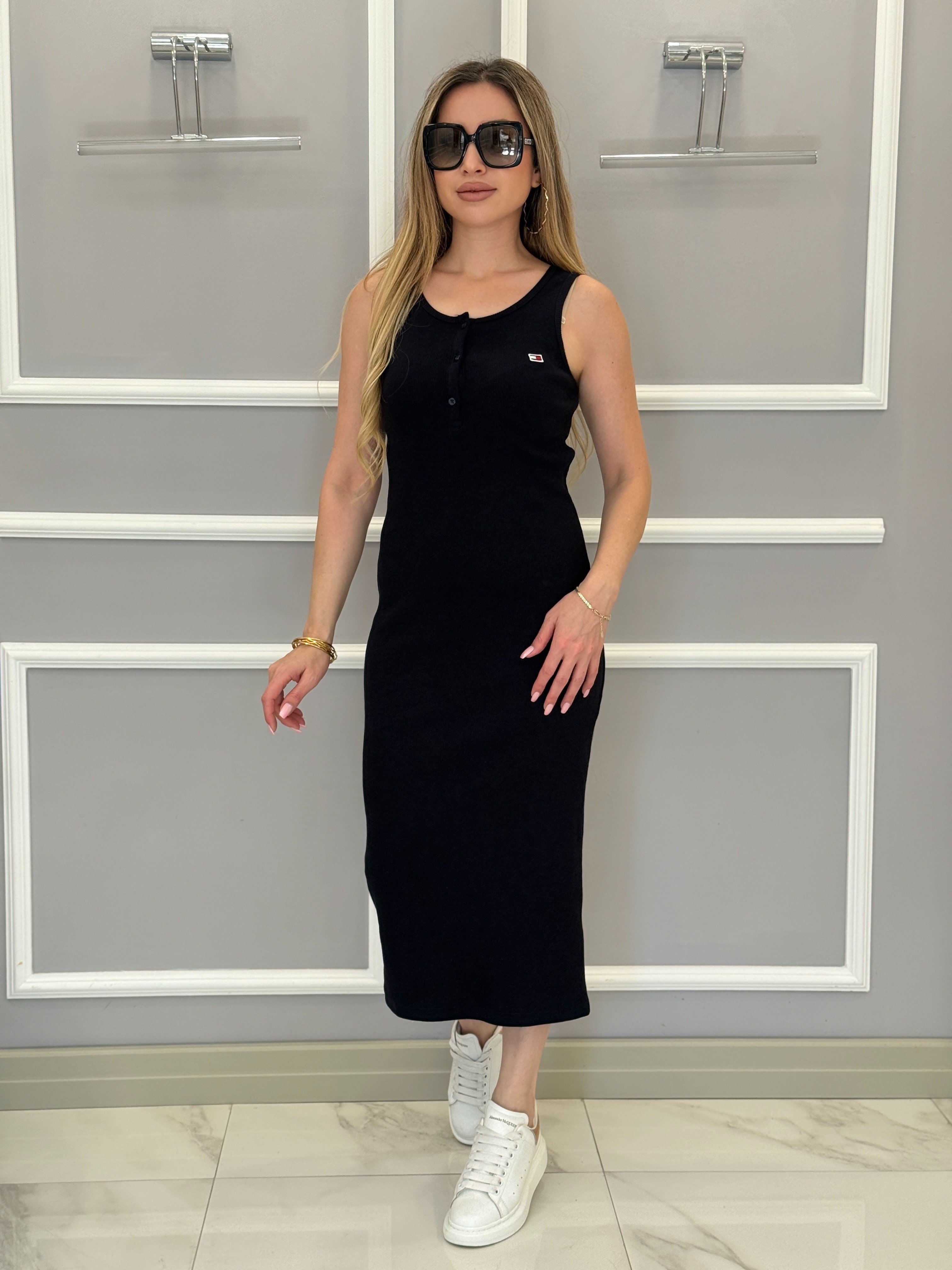 TH Fitilli Likralı Boyu 120 cm Lacivert Elbise 