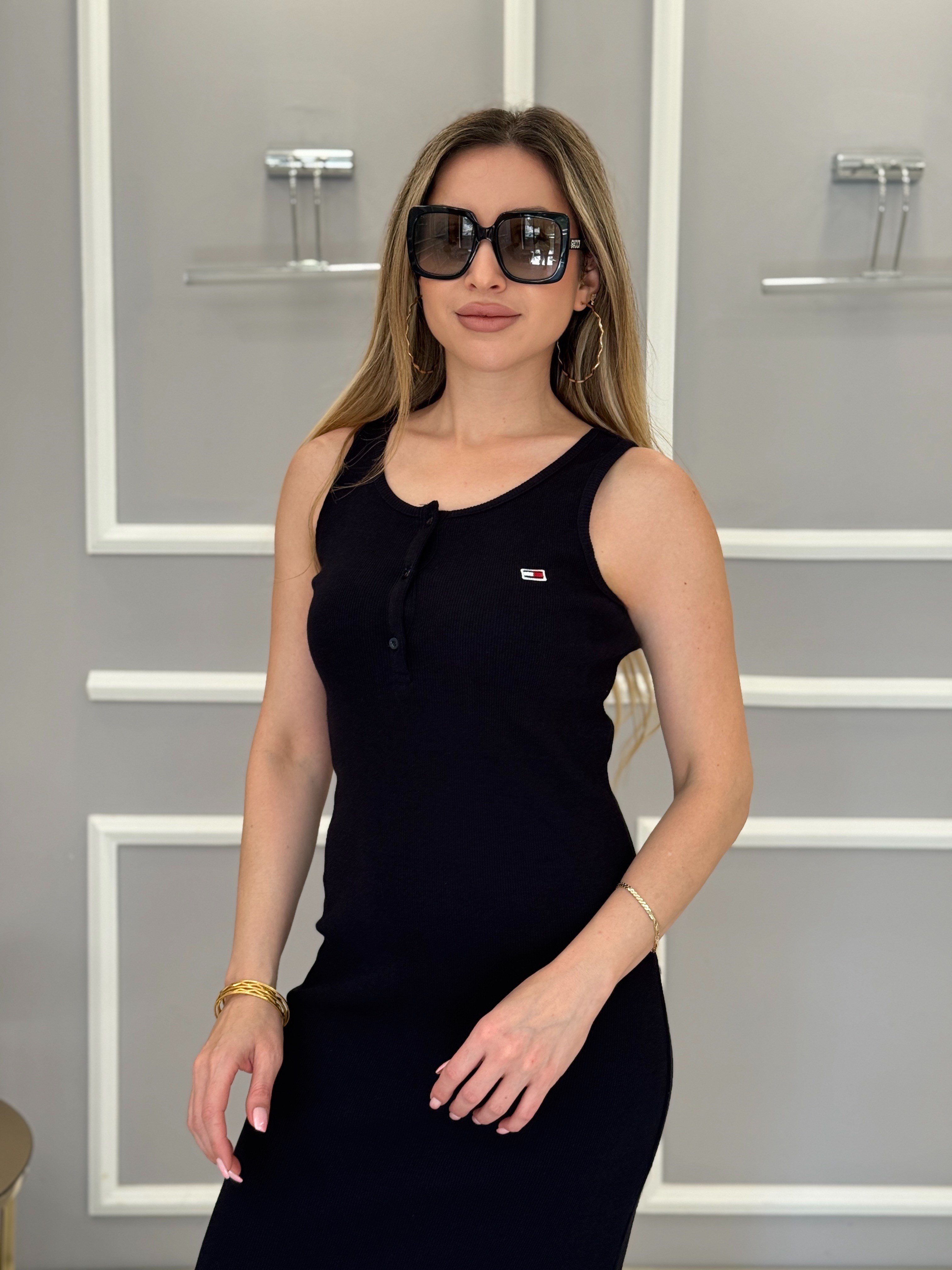 TH Fitilli Likralı Boyu 120 cm Lacivert Elbise 