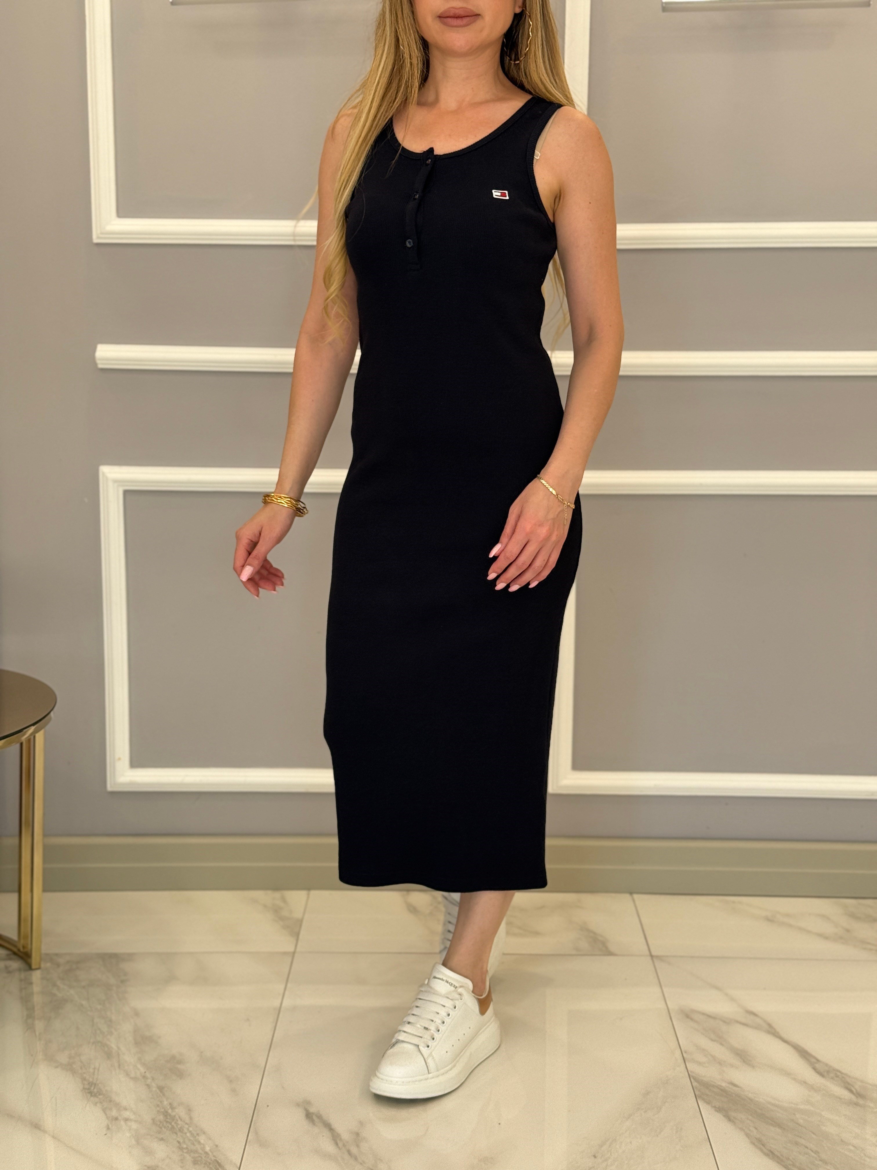 TH Fitilli Likralı Boyu 120 cm Lacivert Elbise 