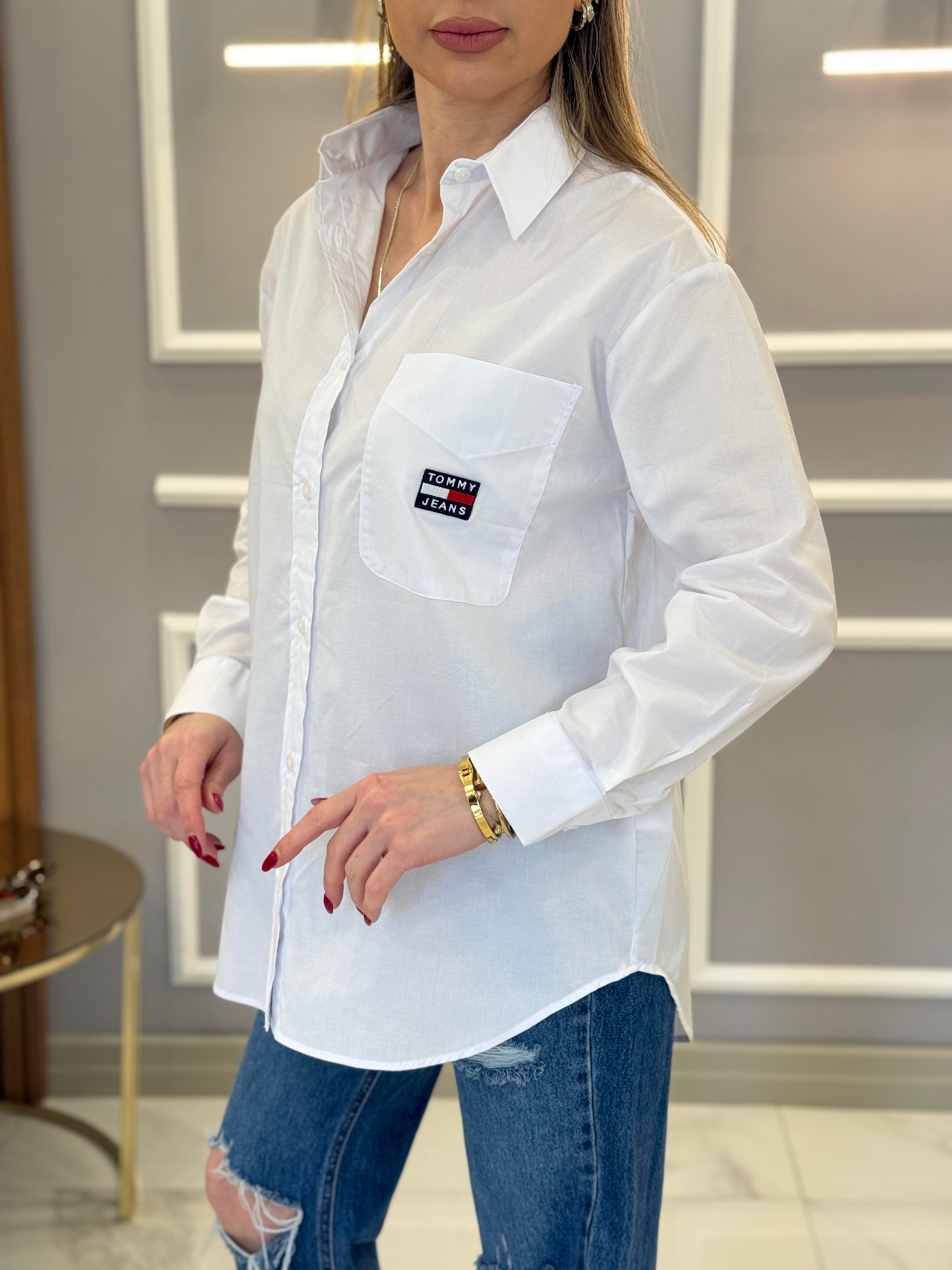 Th Oversize Premium Beyaz Gömlek 