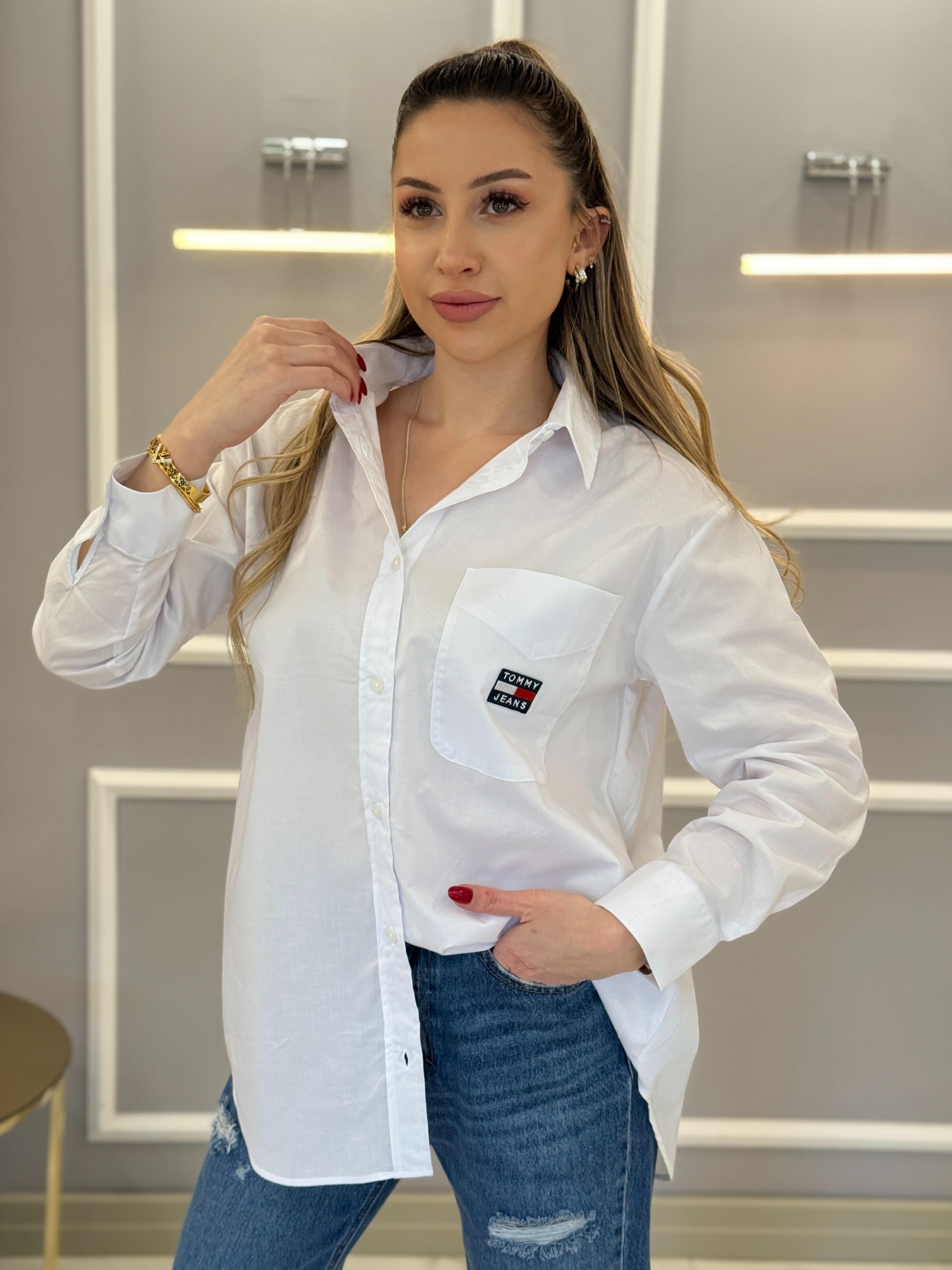 Th Oversize Premium Beyaz Gömlek 