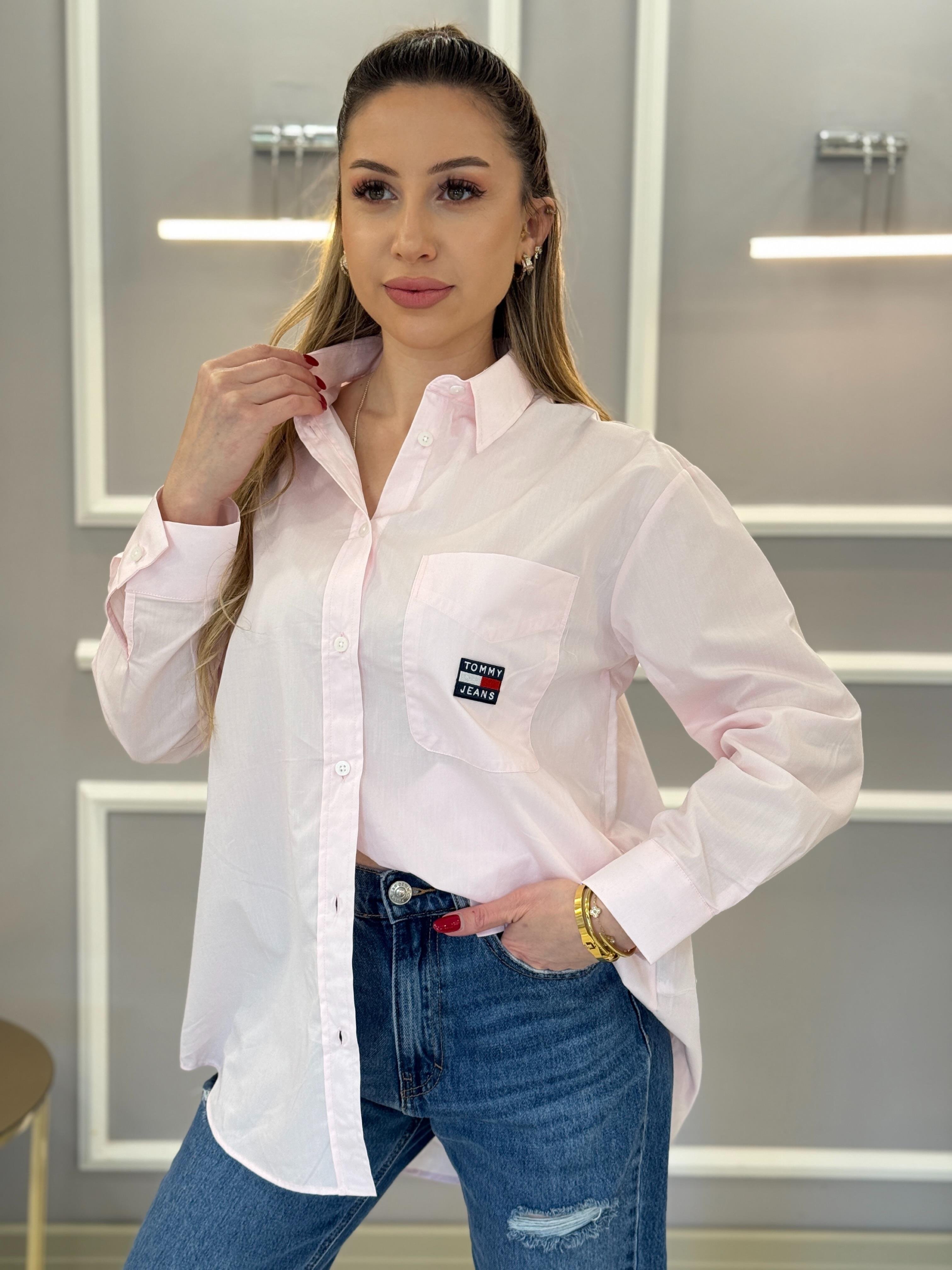 Th Oversize Premium Pembe Gömlek