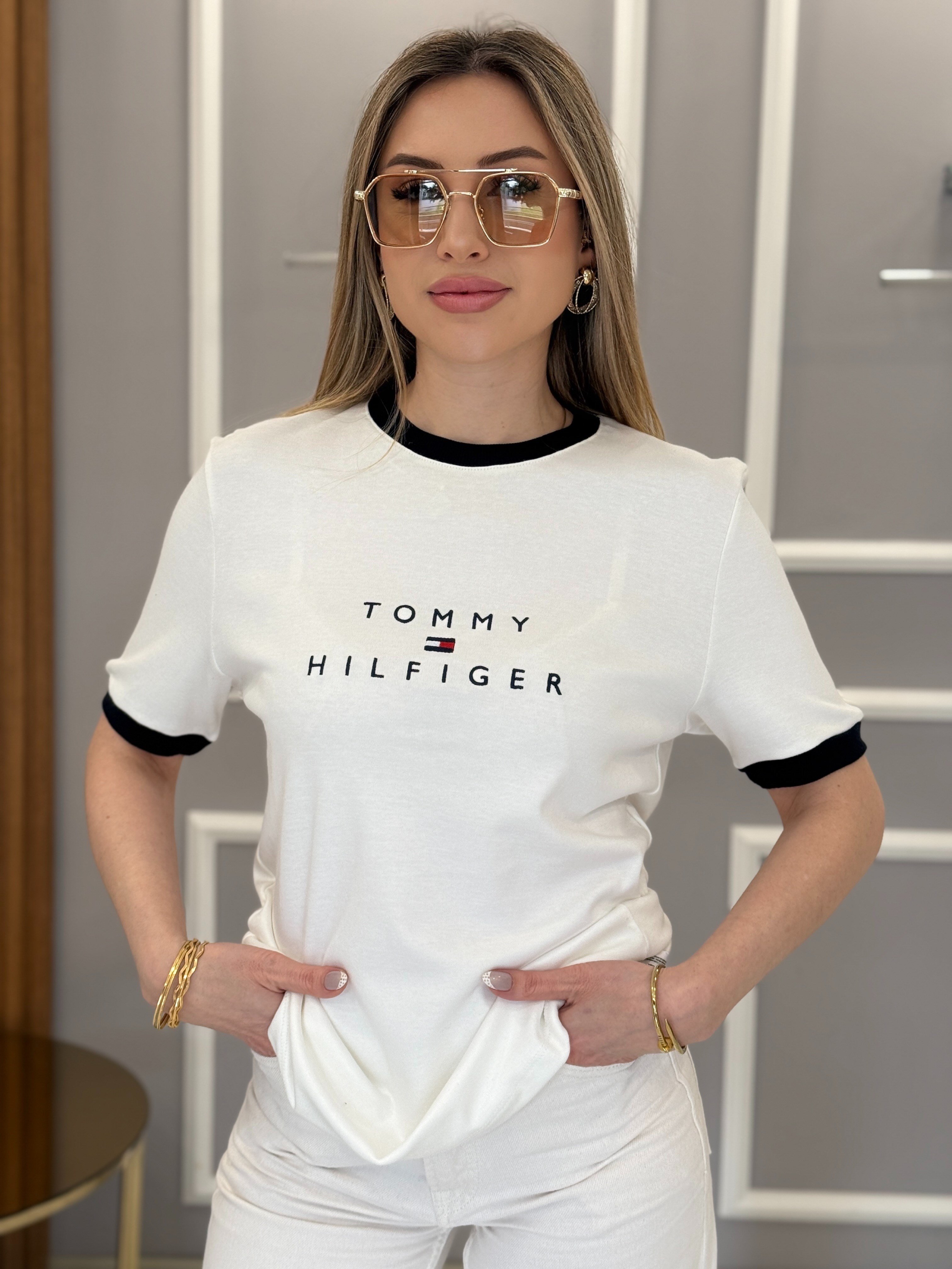 Th Premium Biyeli Nakış Yazılı Beyaz Tişört 