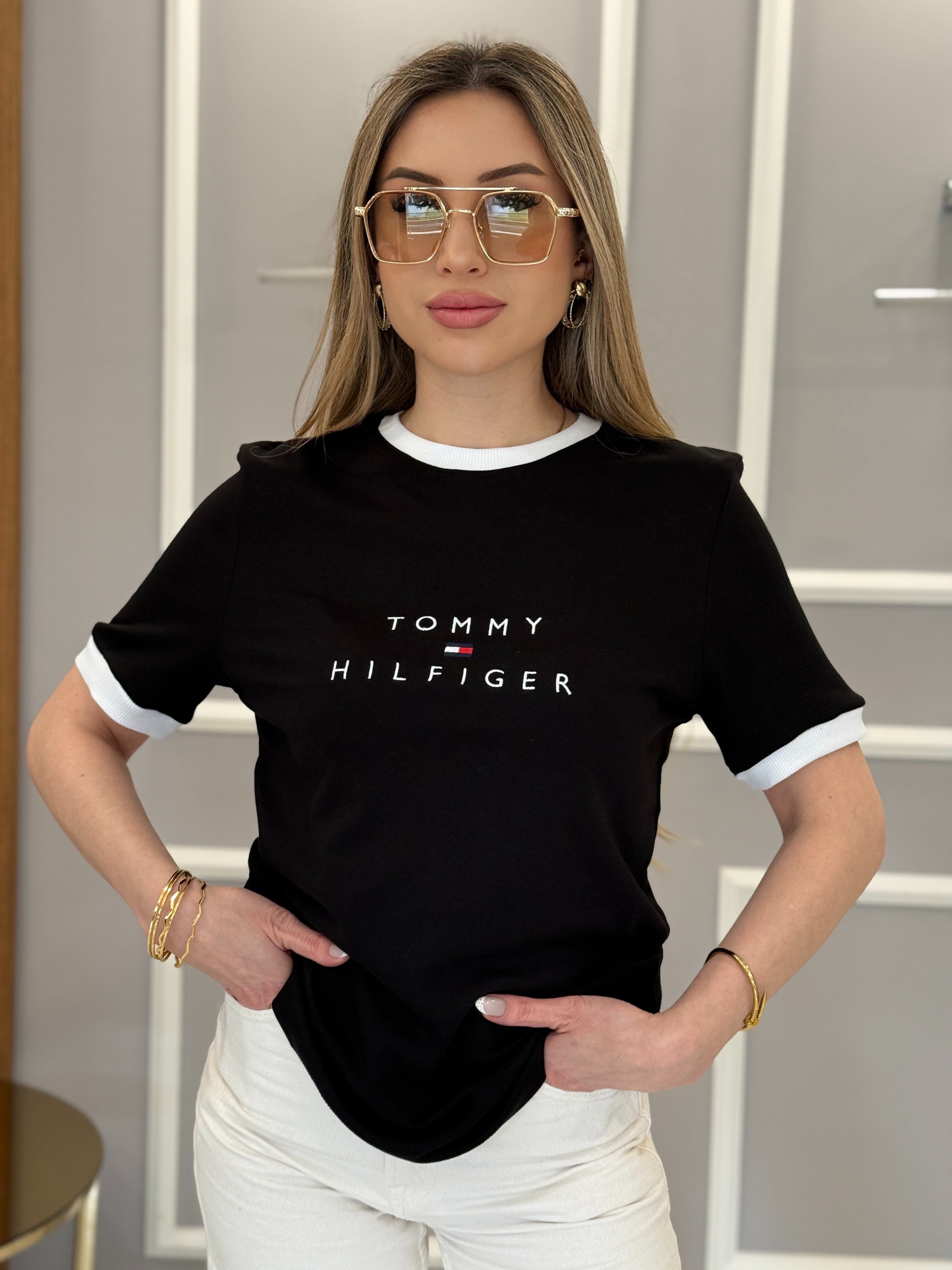 Th Premium Biyeli Nakış Yazılı Siyah Tişört 