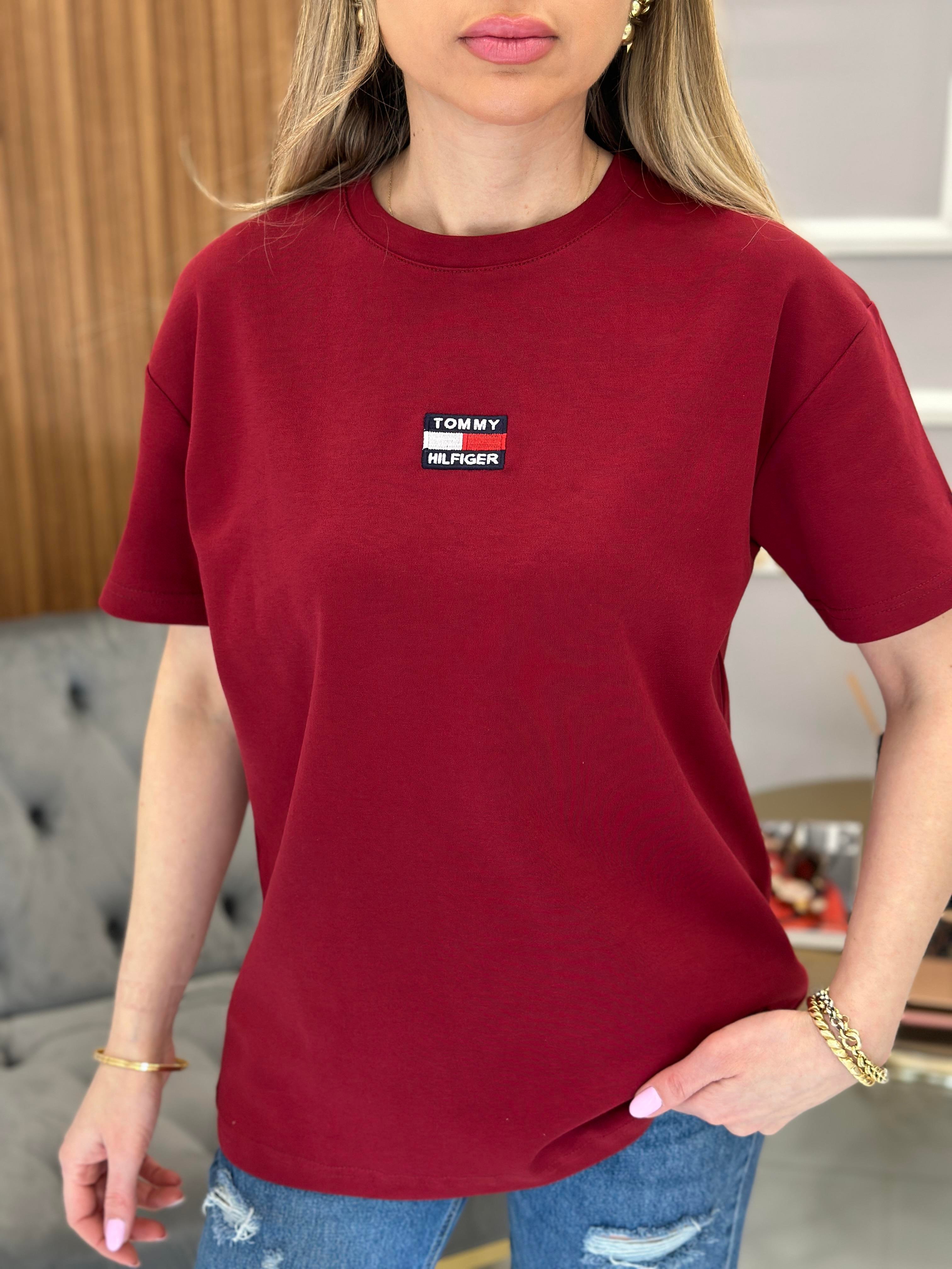 Th T-shirt Arma Detaylı Bordo