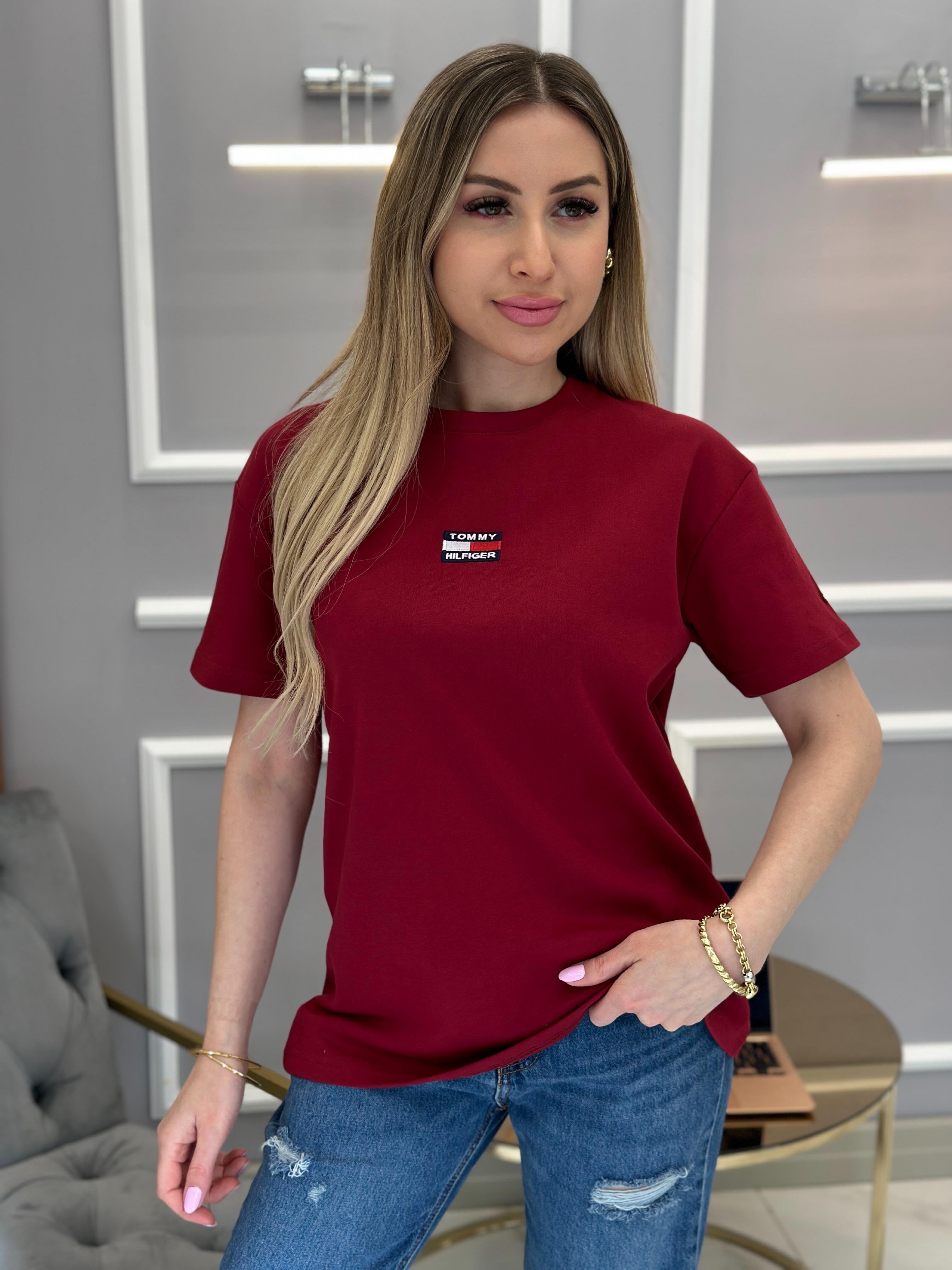 Th T-shirt Arma Detaylı Bordo